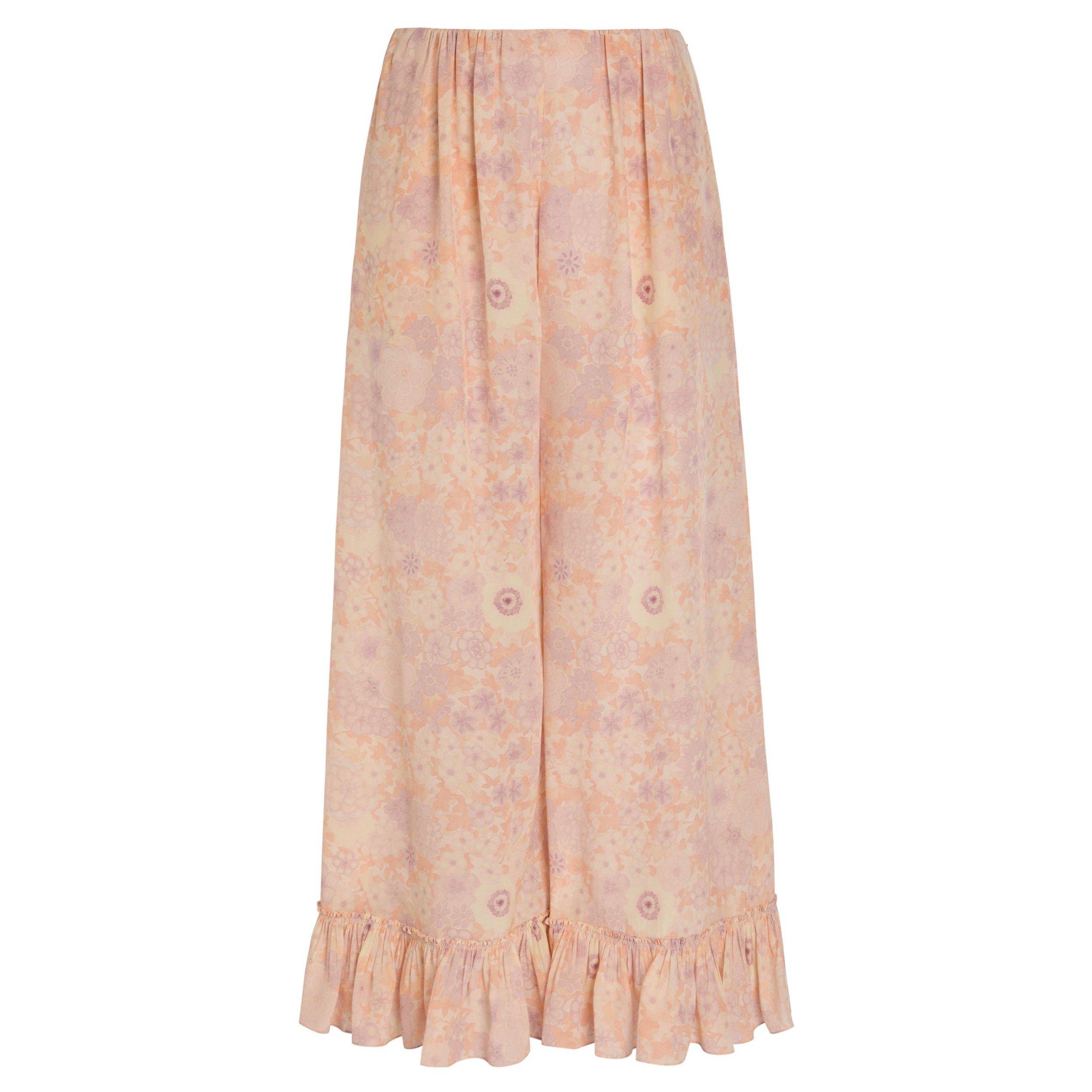 PINK AND OTHER - Chloe - Women's Floral Silk Wide-Leg Trousers - 1