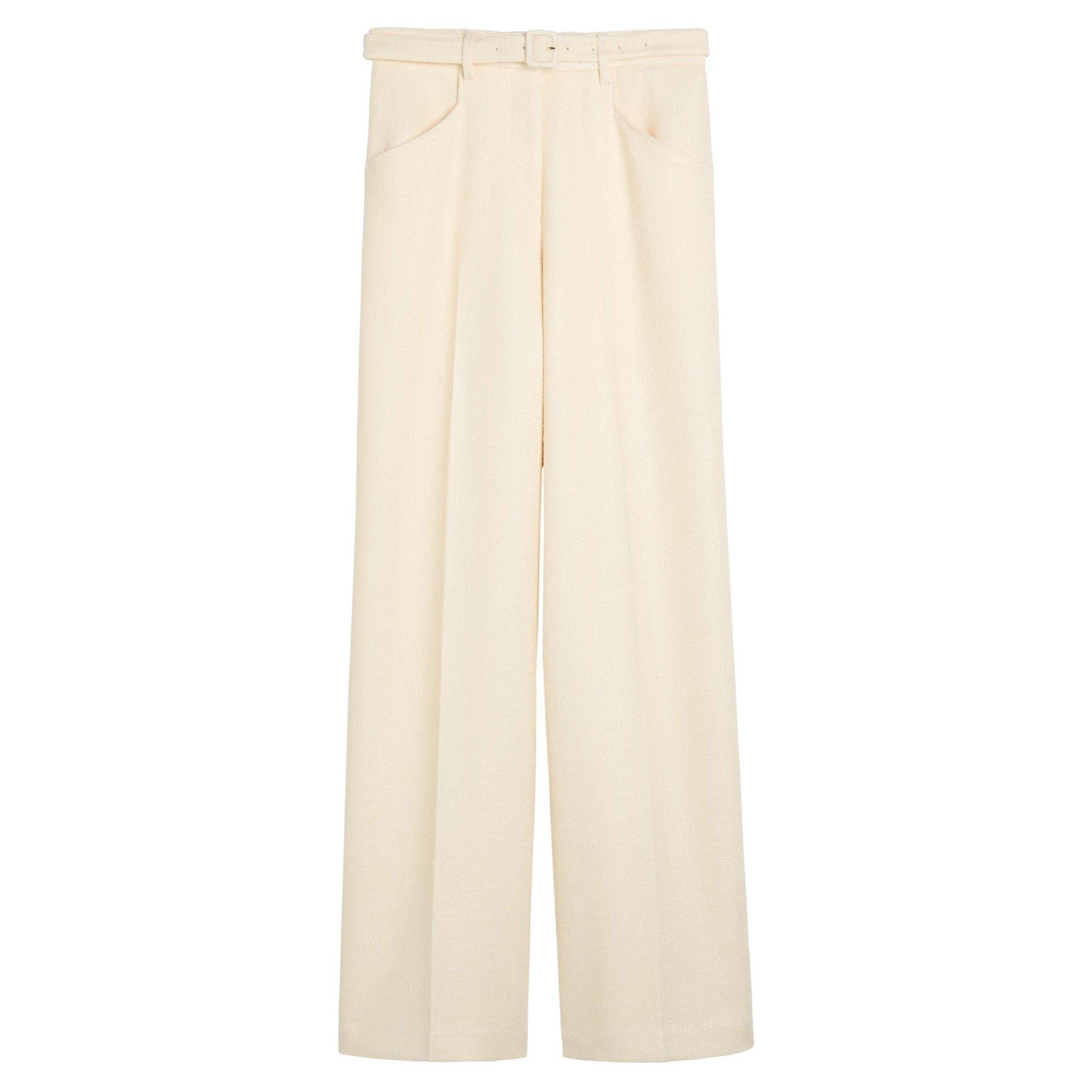 IVORY - Gabriela Hearst - Women's Norman Silk Wool Wide-Leg Trousers - 1