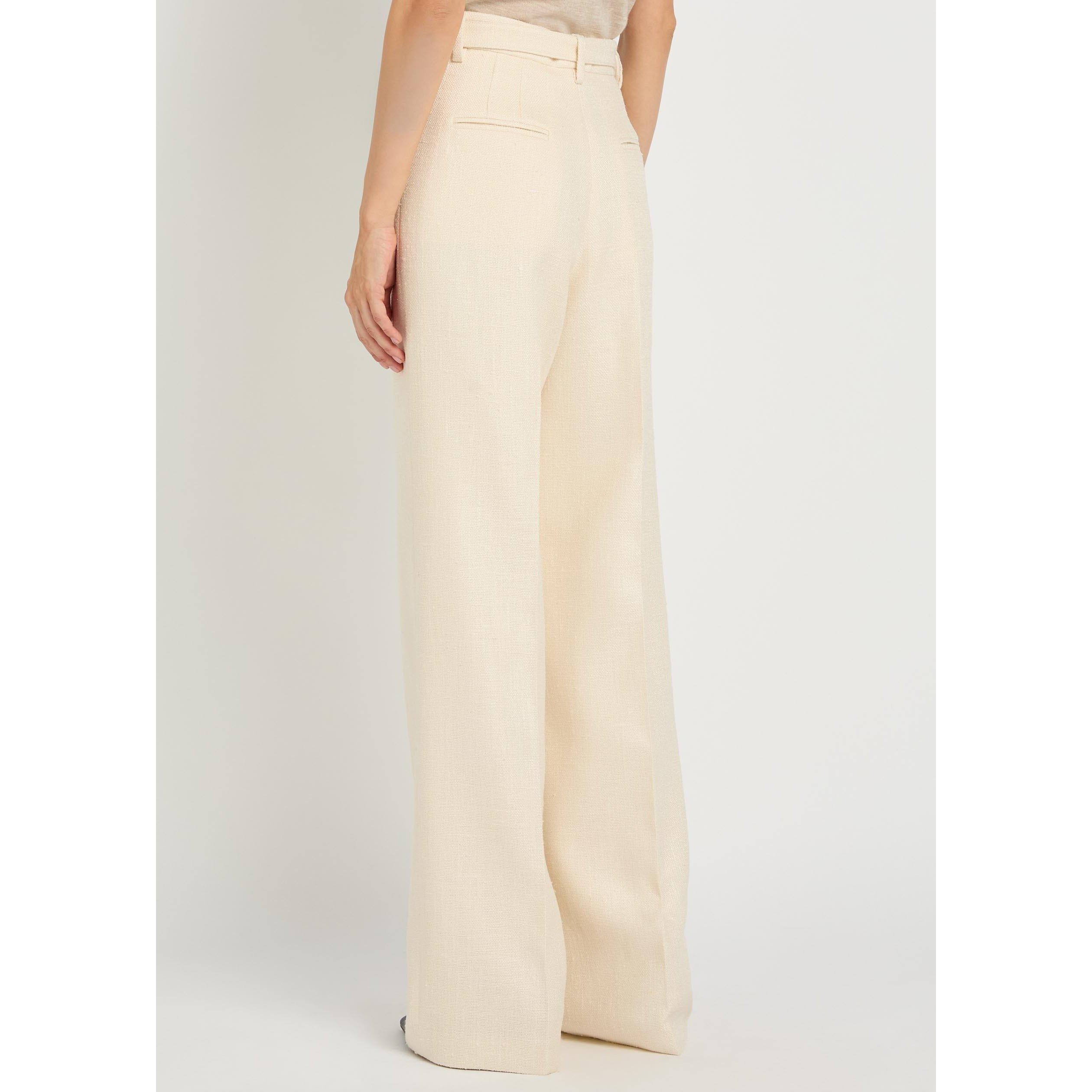 IVORY - Gabriela Hearst - Women's Norman Silk Wool Wide-Leg Trousers - 3