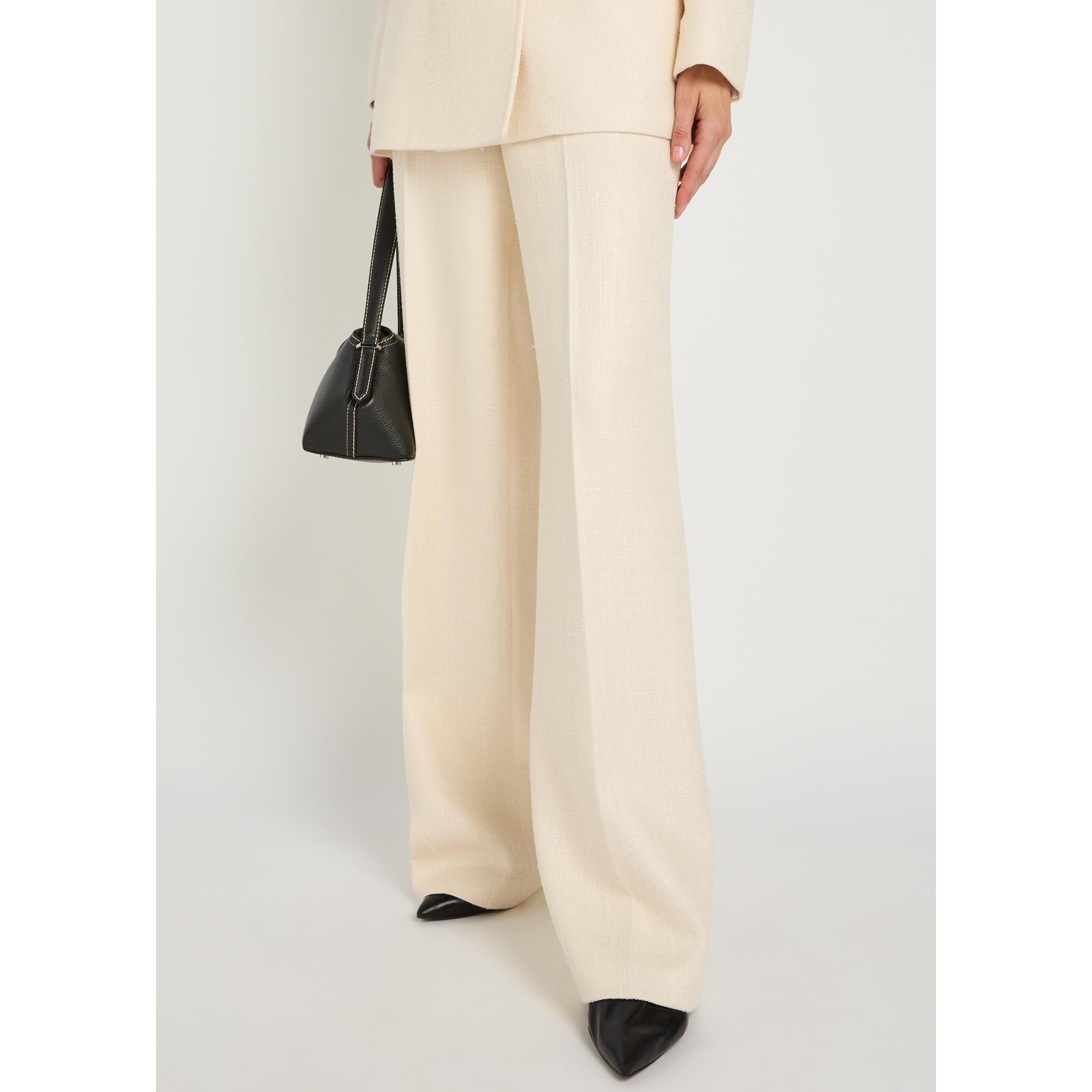 IVORY - Gabriela Hearst - Women's Norman Silk Wool Wide-Leg Trousers - 4