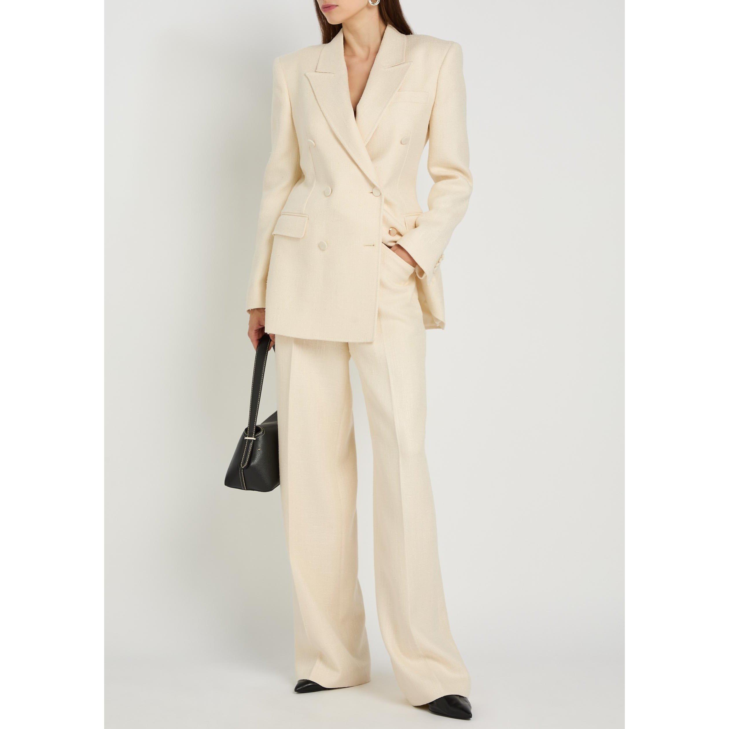 IVORY - Gabriela Hearst - Women's Norman Silk Wool Wide-Leg Trousers - 5