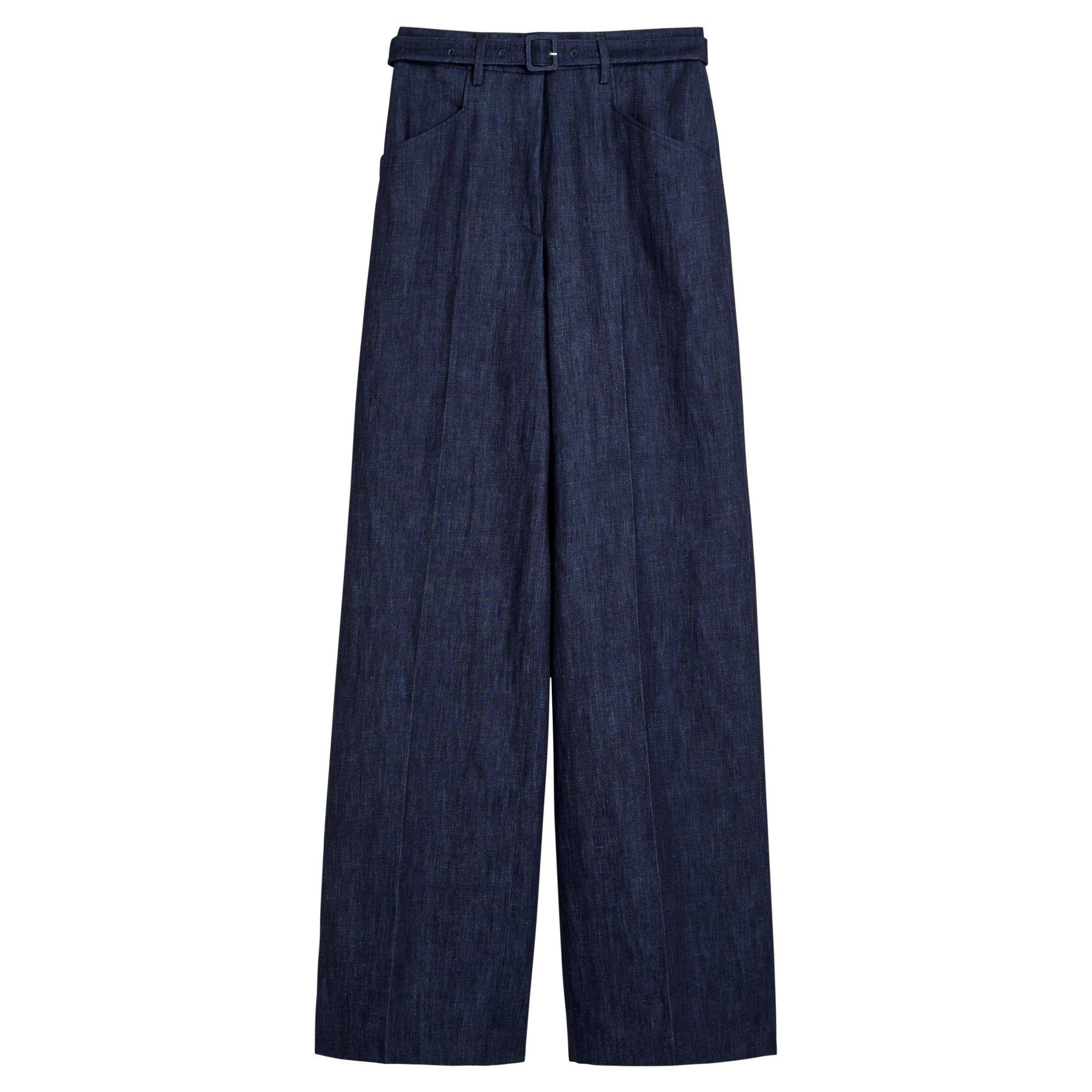 DENIM - Gabriela Hearst - Women's Norman Cotton High-Waisted Wide-Leg Trousers - 1