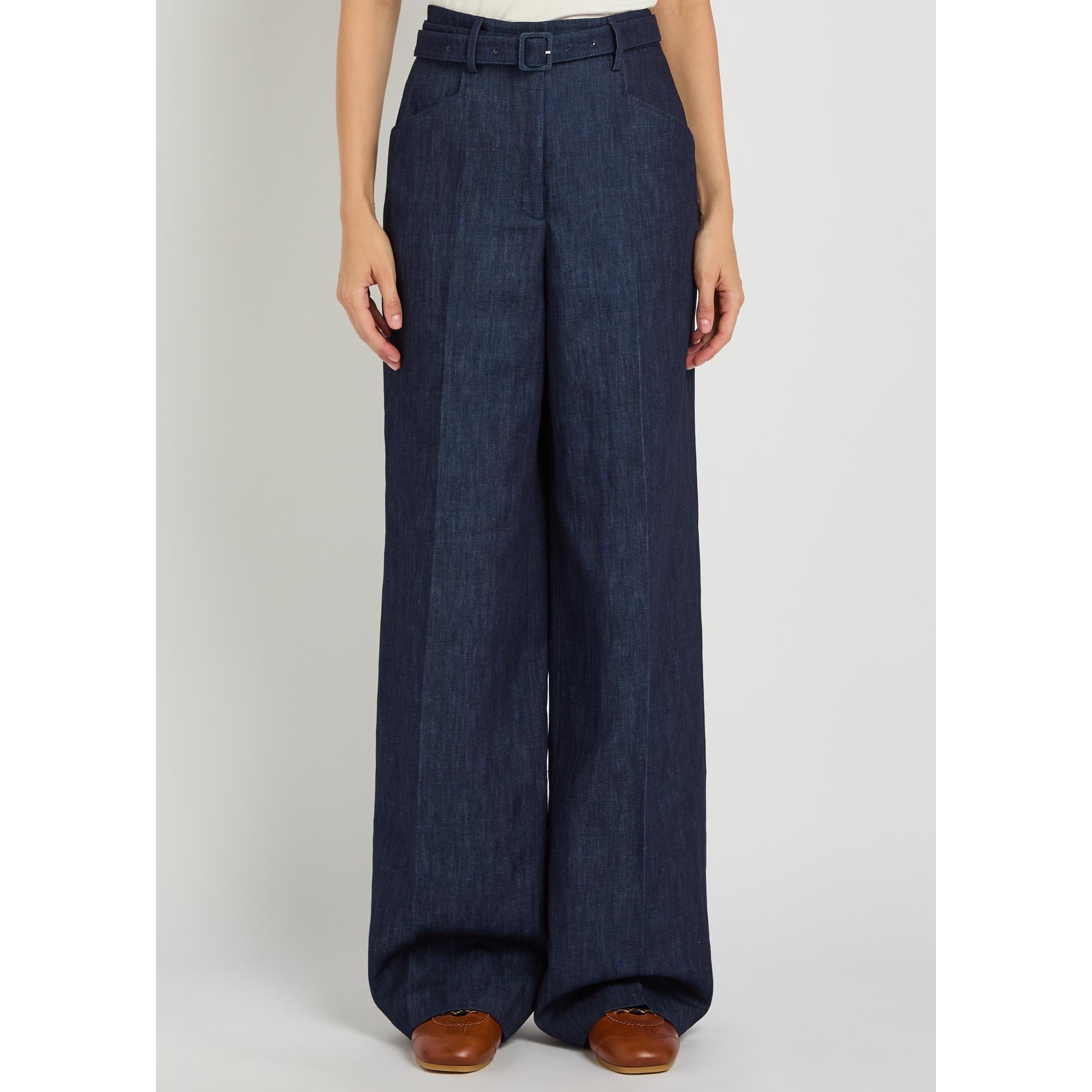 DENIM - Gabriela Hearst - Women's Norman Cotton High-Waisted Wide-Leg Trousers - 2