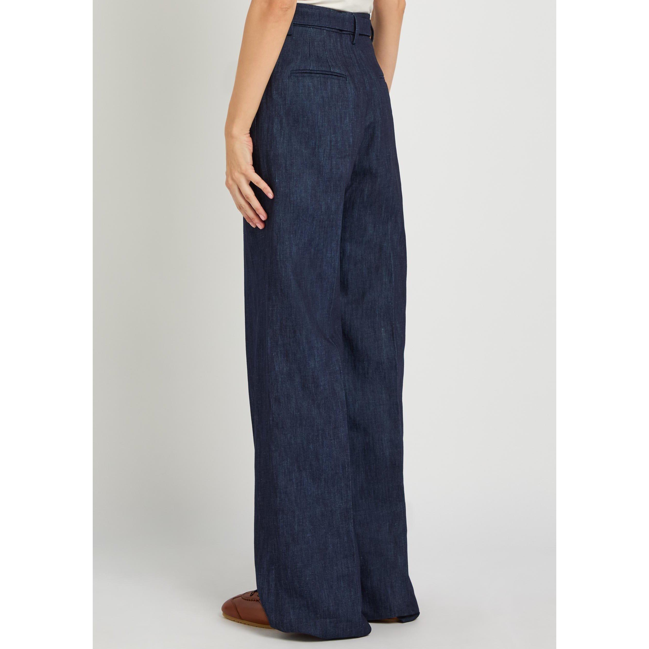 DENIM - Gabriela Hearst - Women's Norman Cotton High-Waisted Wide-Leg Trousers - 3