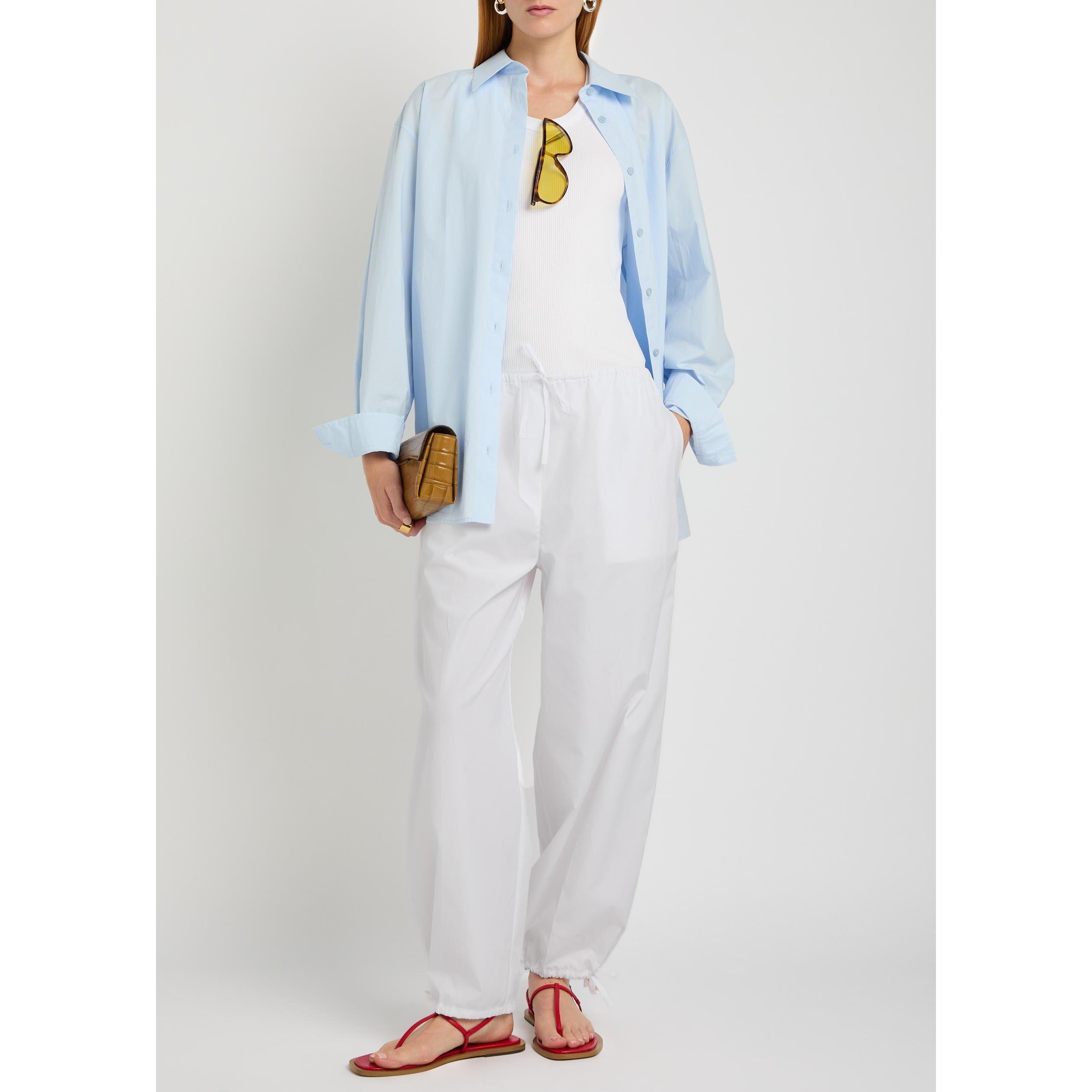 WHITE - Toteme - DRAWSTRING COTTON TROUSERS - 5