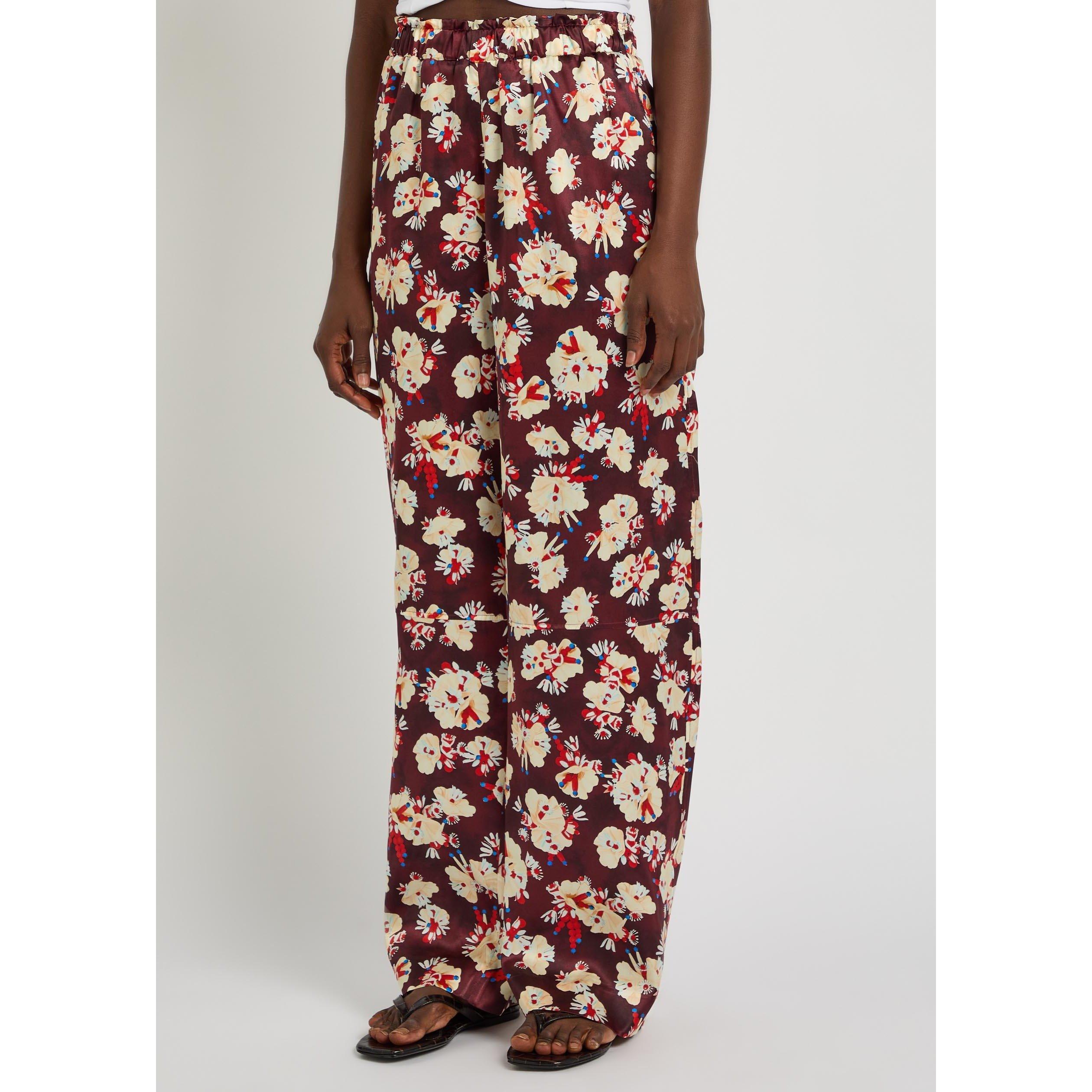 MULTICOLOURED - Rabanne - Women's Floral Silk High-Rise Wide-Leg Trousers - 2