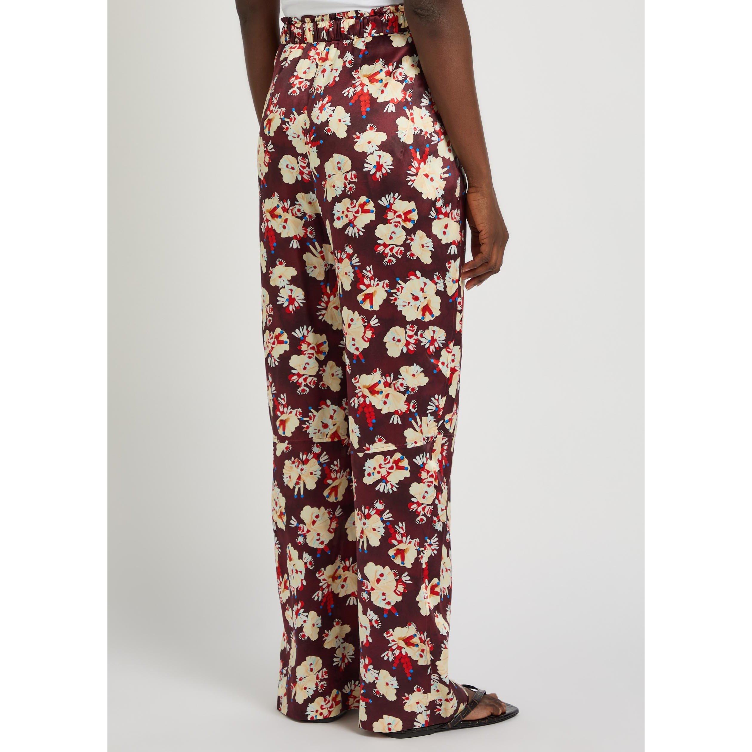 MULTICOLOURED - Rabanne - Women's Floral Silk High-Rise Wide-Leg Trousers - 3