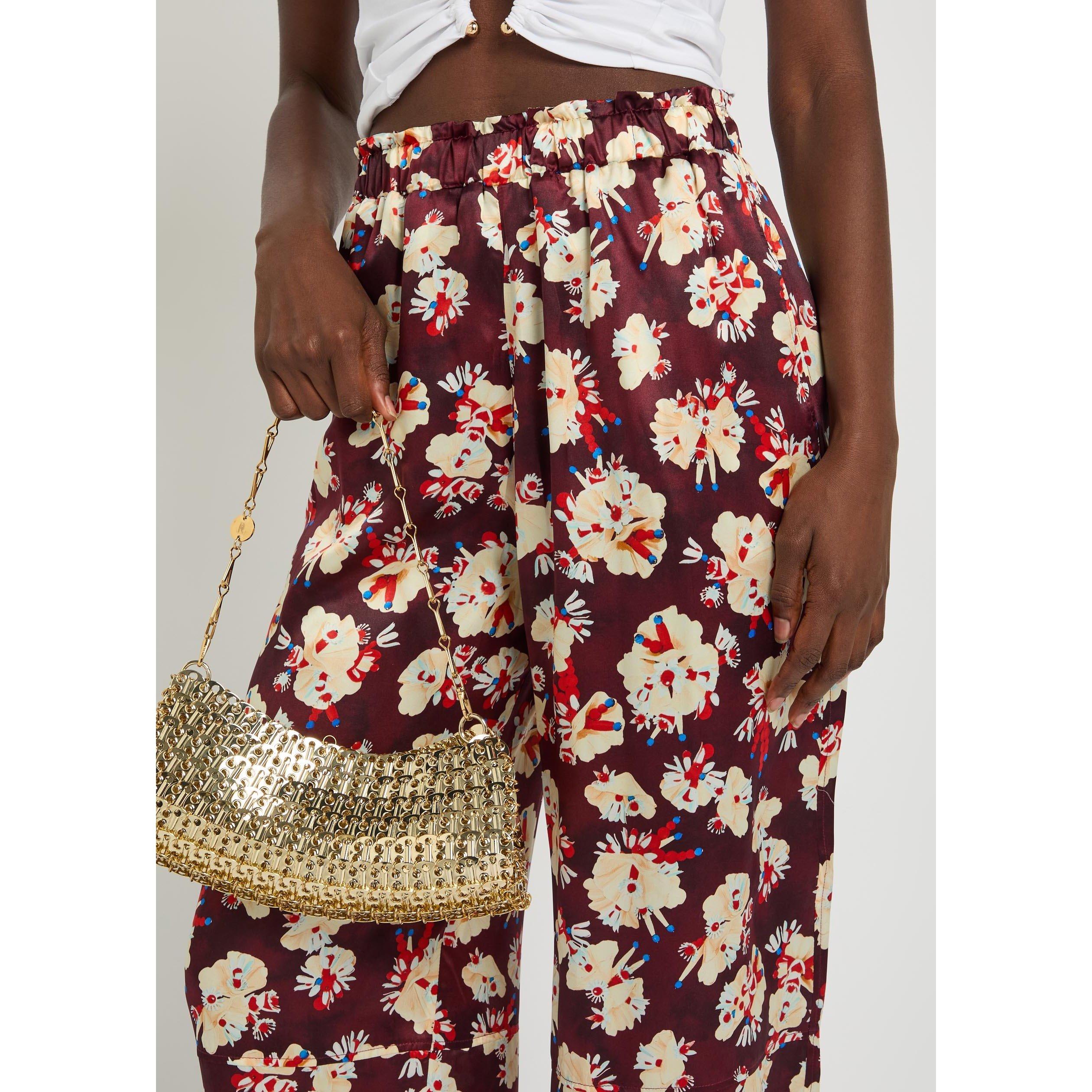 MULTICOLOURED - Rabanne - Women's Floral Silk High-Rise Wide-Leg Trousers - 4