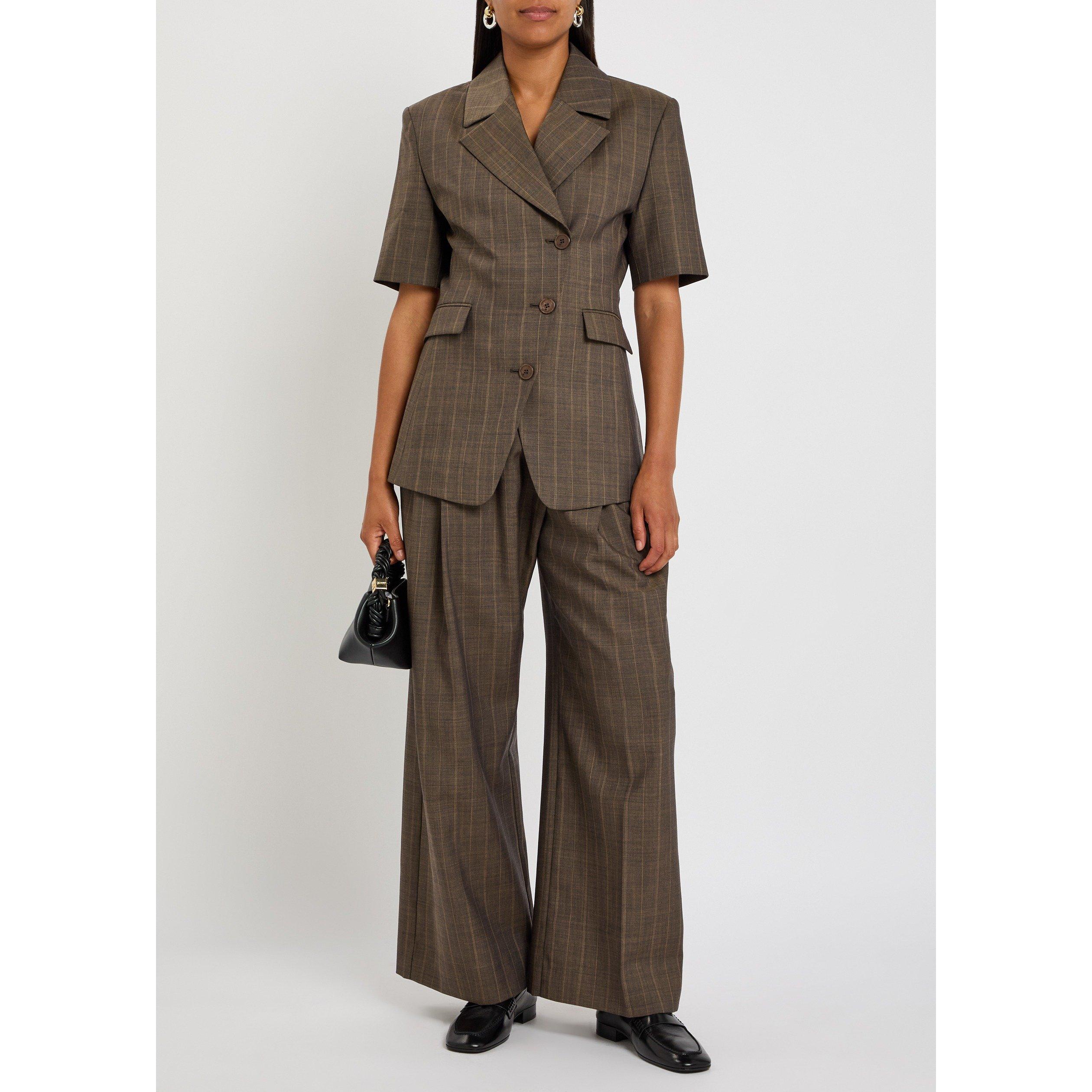 BROWN - Ganni - TR Melange Stripe Wrap Pants - 5