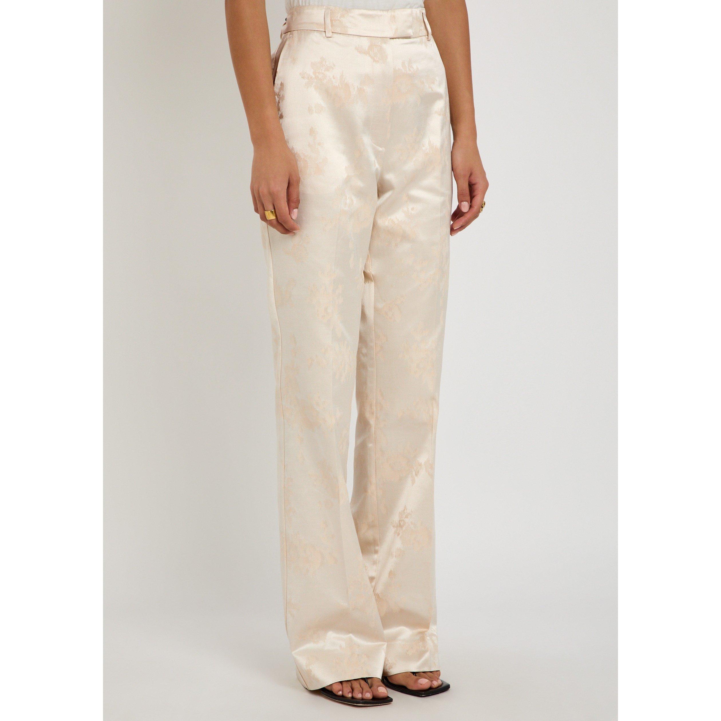 WHITE AND OTHER - Ganni - Women's Sateen Jacquard Cotton Bootcut Trousers - 2
