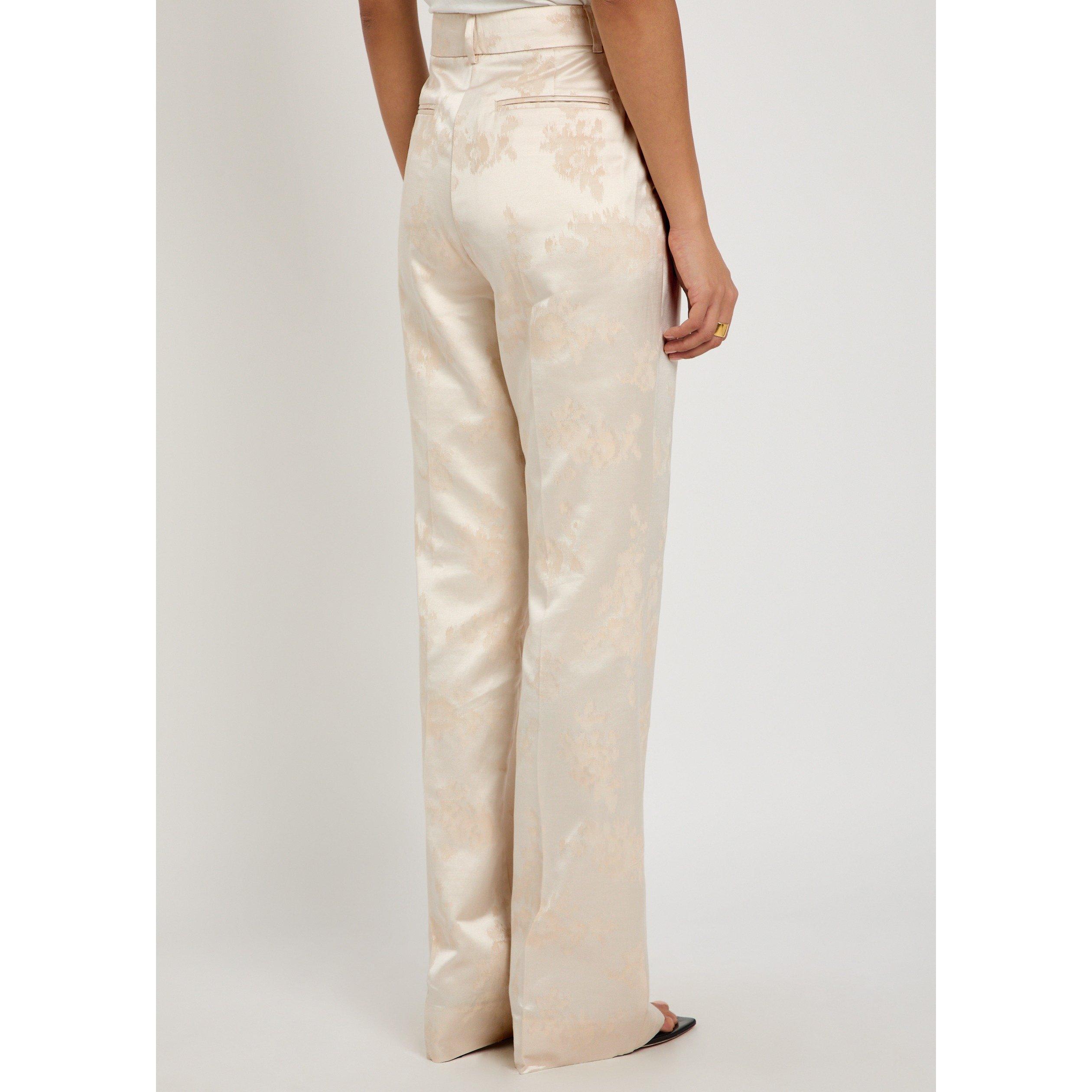 WHITE AND OTHER - Ganni - Women's Sateen Jacquard Cotton Bootcut Trousers - 3