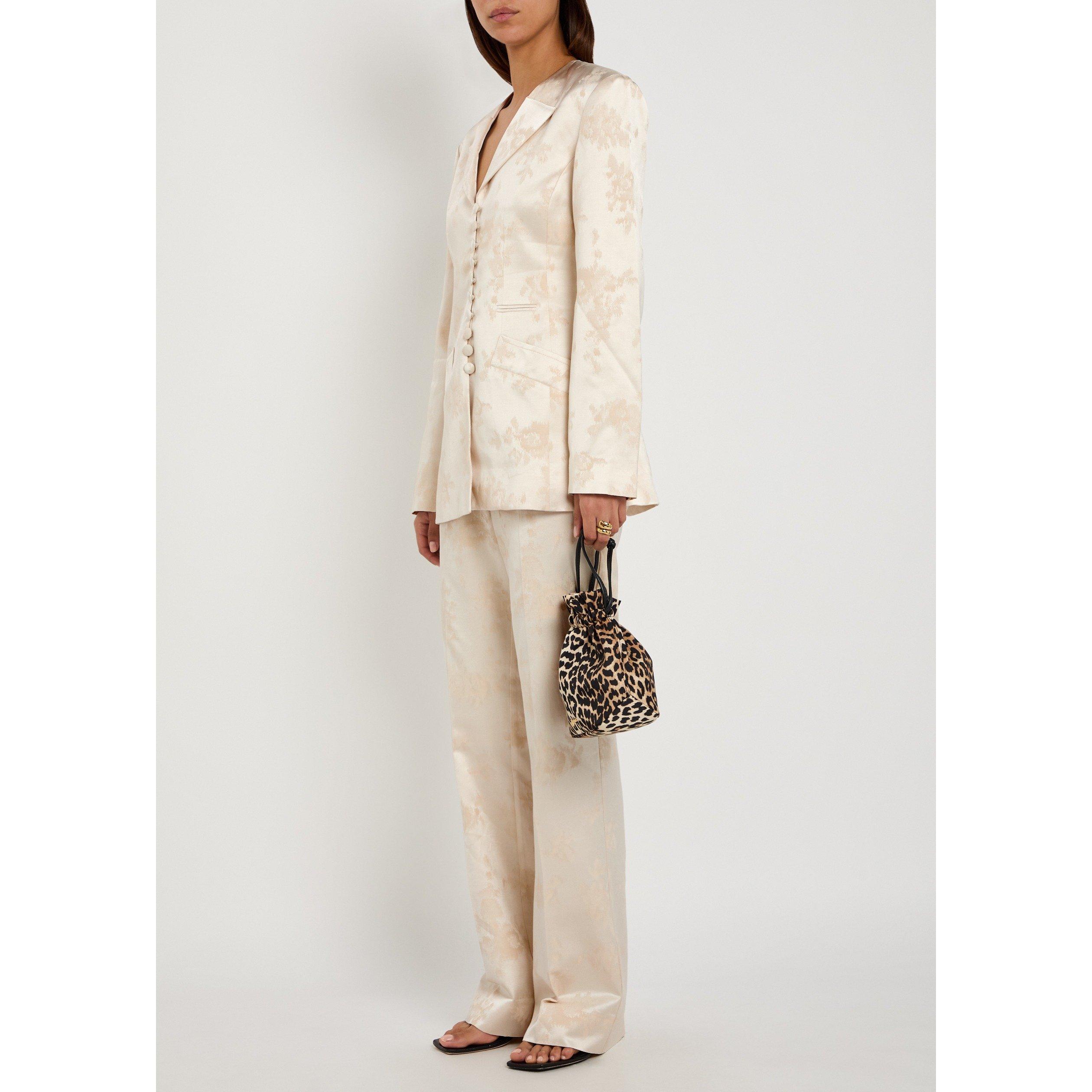 WHITE AND OTHER - Ganni - Women's Sateen Jacquard Cotton Bootcut Trousers - 5
