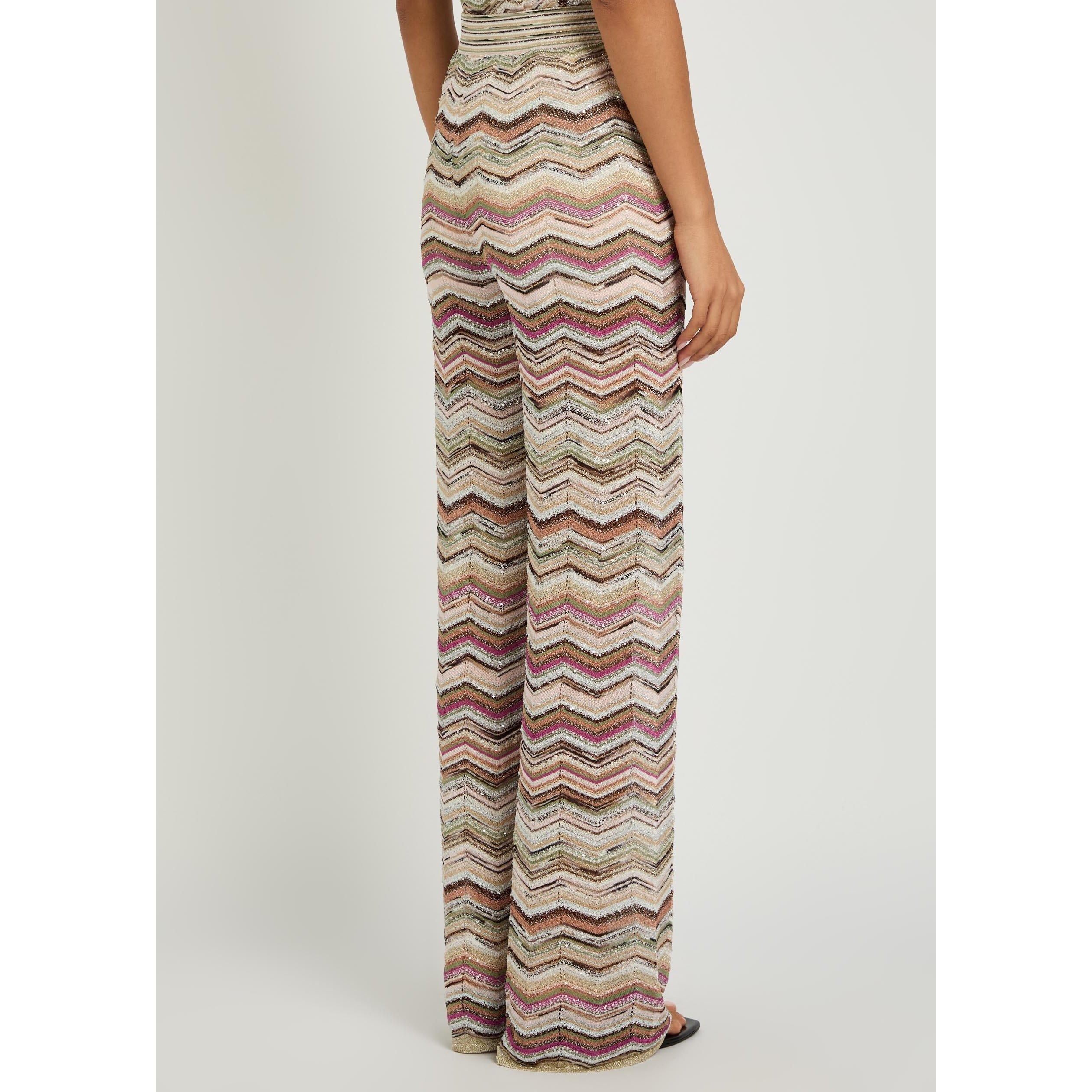 MULTICOLOURED - Missoni - Women's Striped Wide-Leg Trousers - 3
