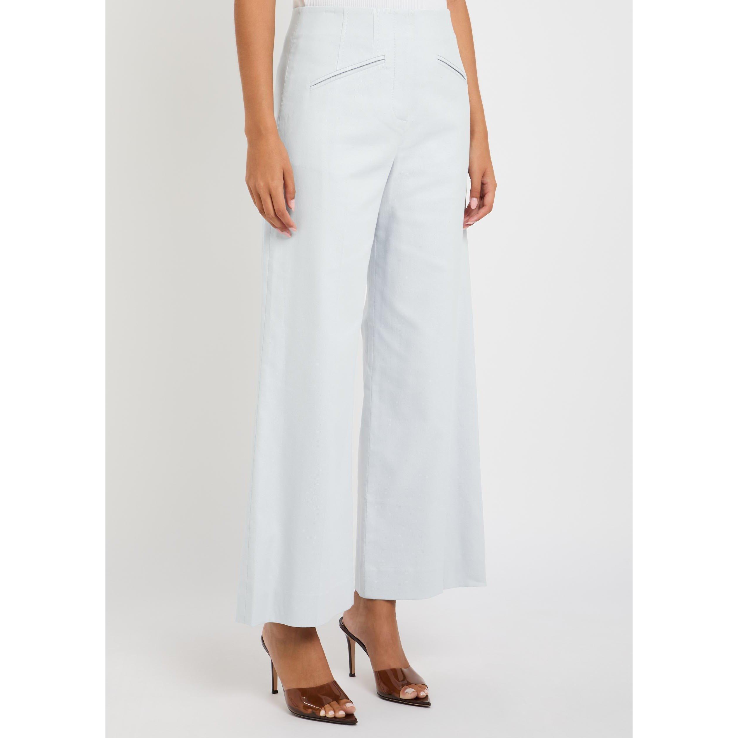 LIGHT BLUE - Veronica Beard - Women's Cassidee Cotton High-Rise Wide-Leg Trousers - 2