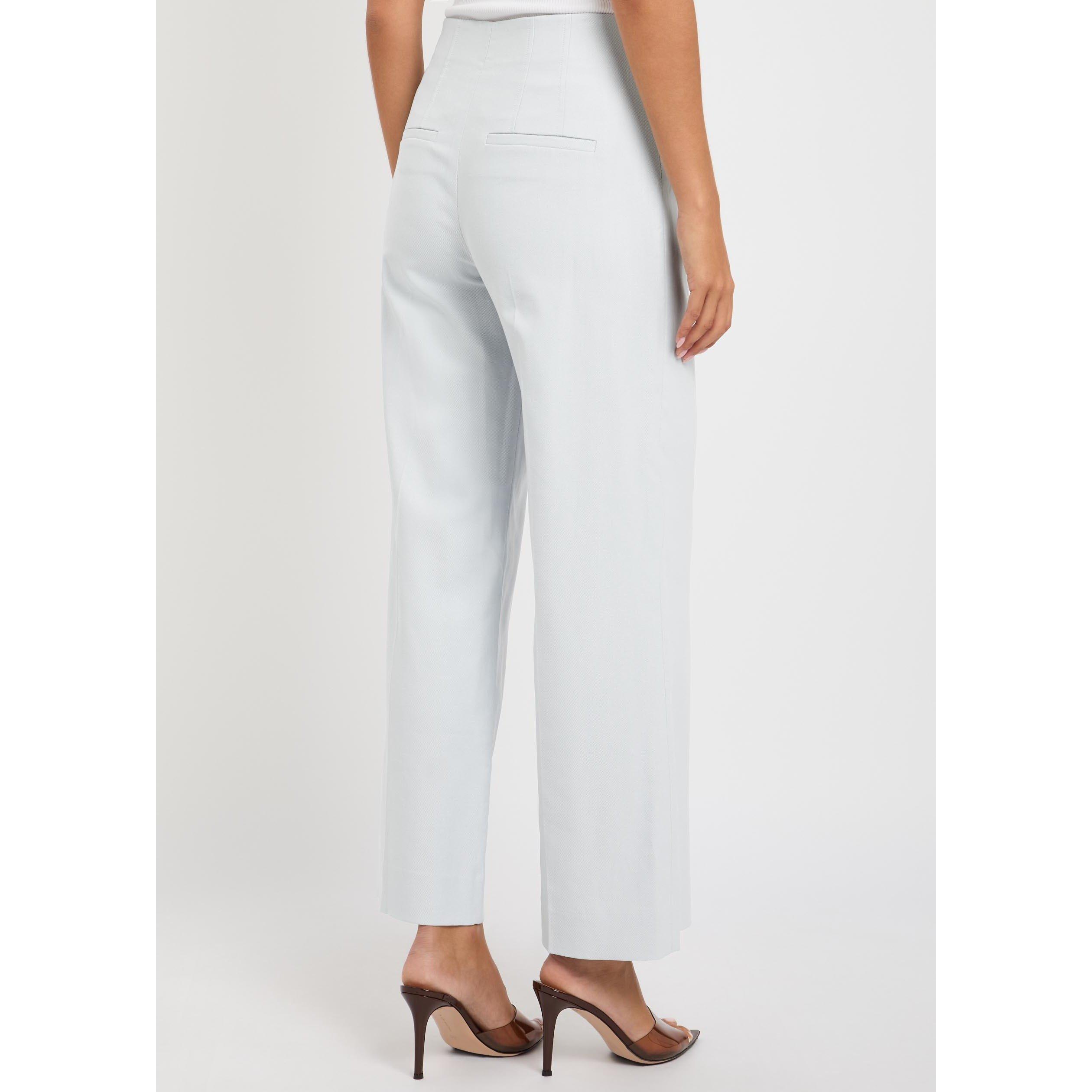 LIGHT BLUE - Veronica Beard - Women's Cassidee Cotton High-Rise Wide-Leg Trousers - 3