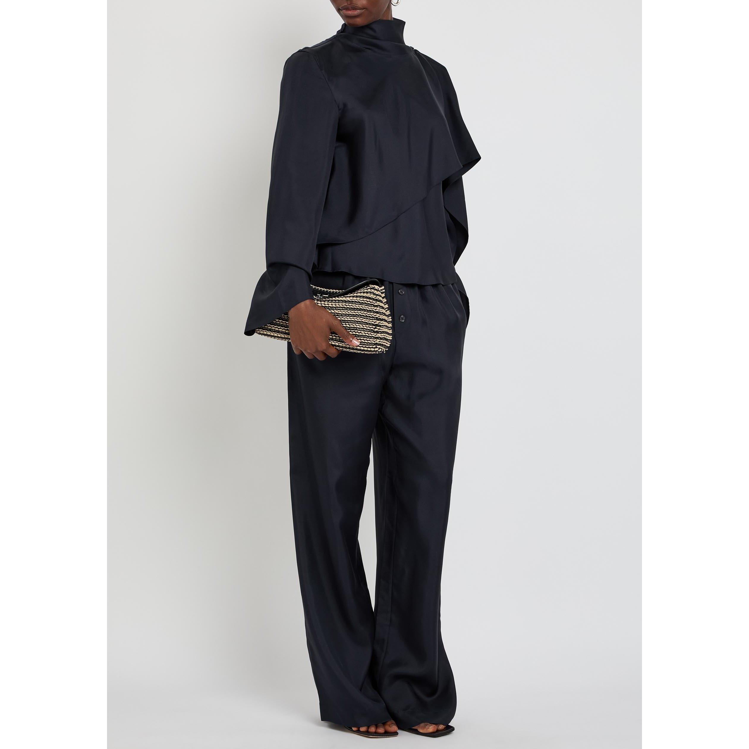 BLACK - Rohe - Women's Silk Relaxed-Fit Wide-Leg Trousers - 5