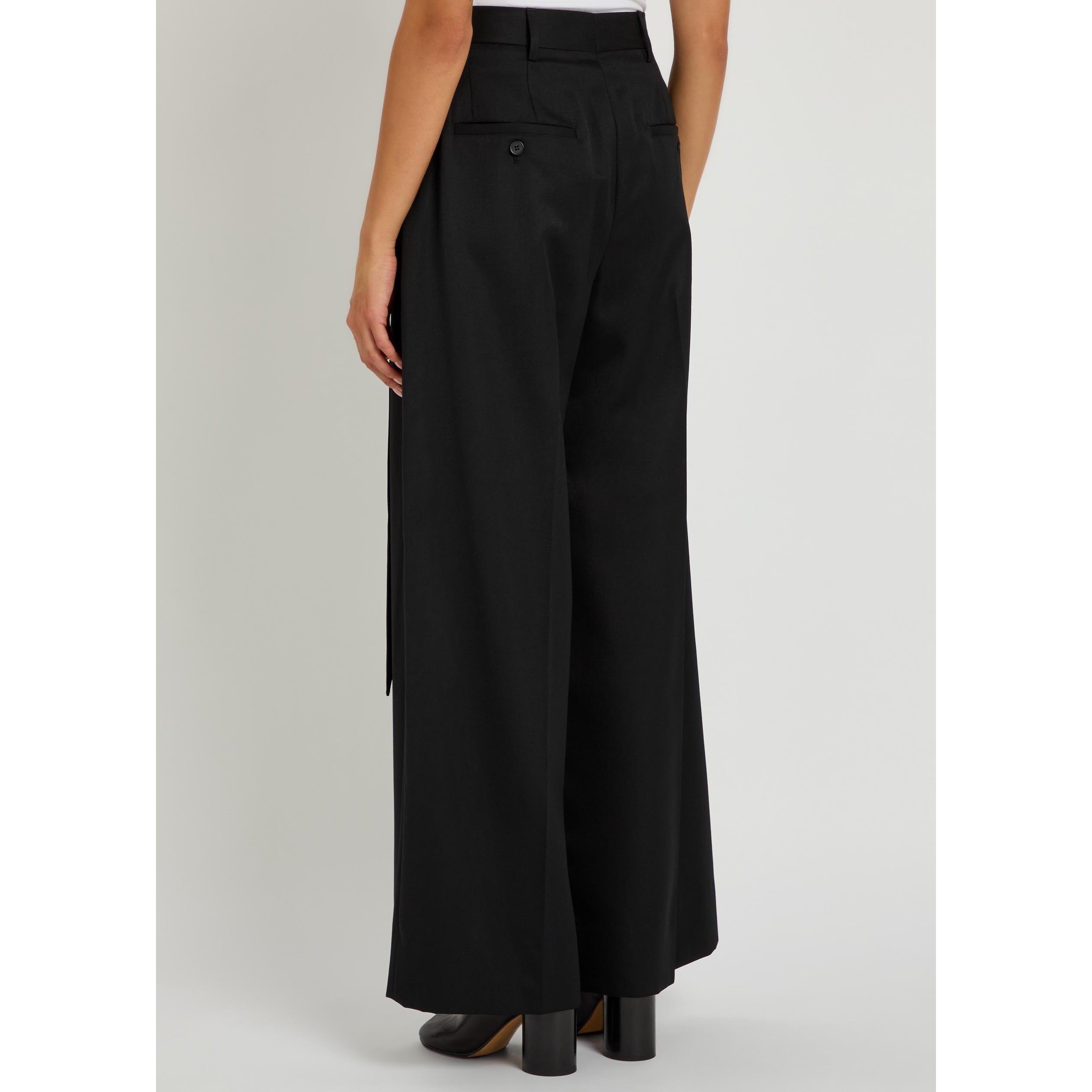 BLACK - Simone Rocha - Women's Sash Wool Wide-Leg Trousers - 3