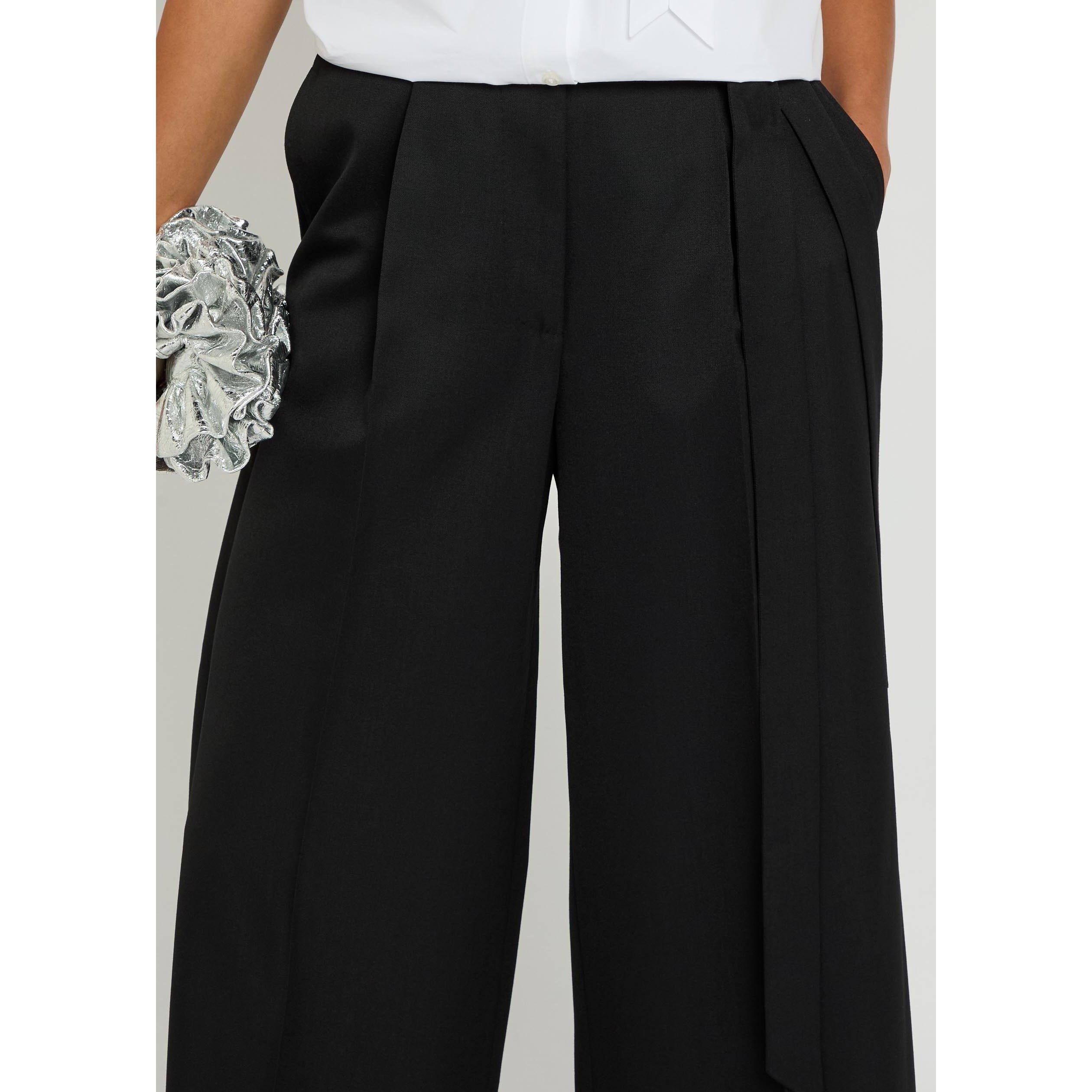 BLACK - Simone Rocha - Women's Sash Wool Wide-Leg Trousers - 4