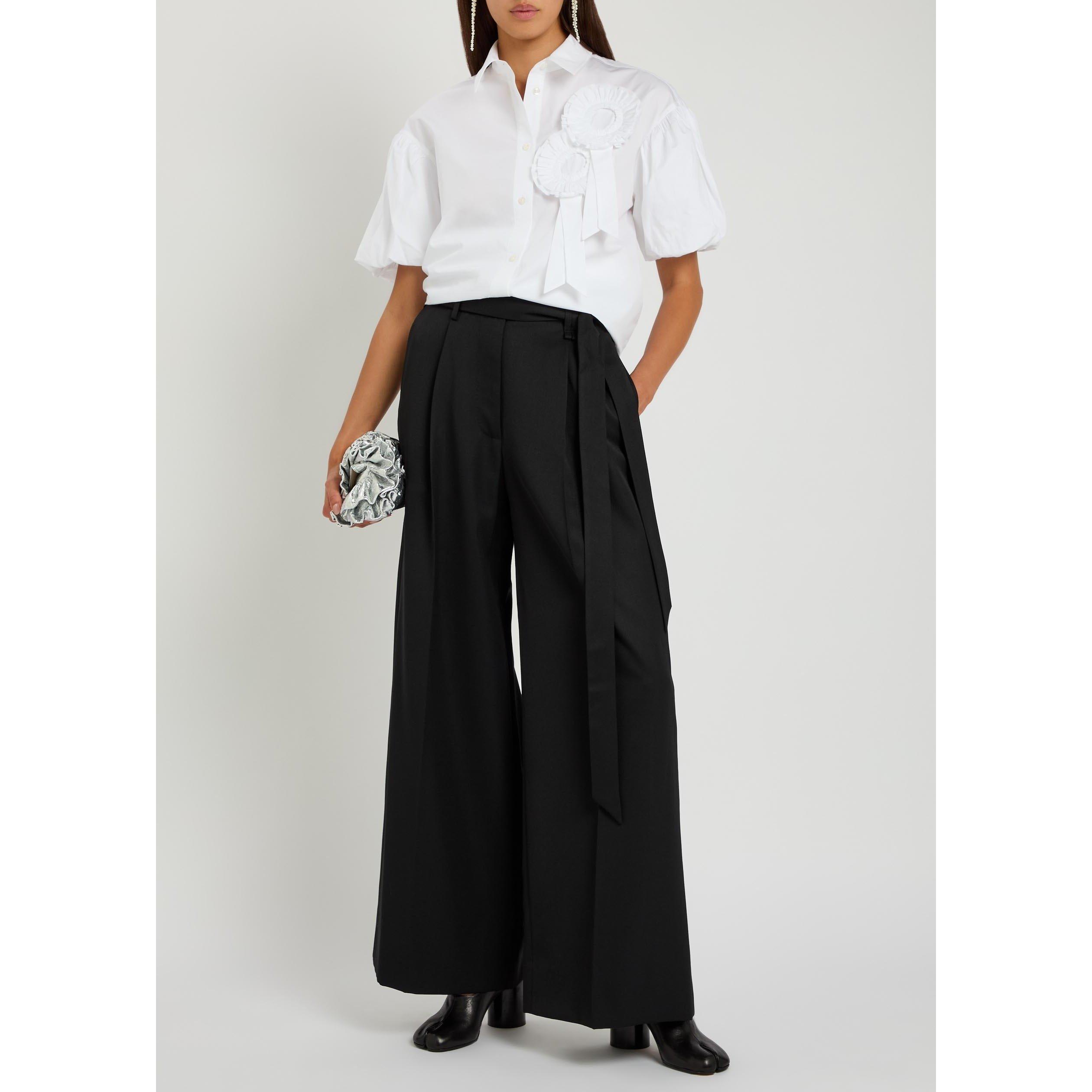 BLACK - Simone Rocha - Women's Sash Wool Wide-Leg Trousers - 5