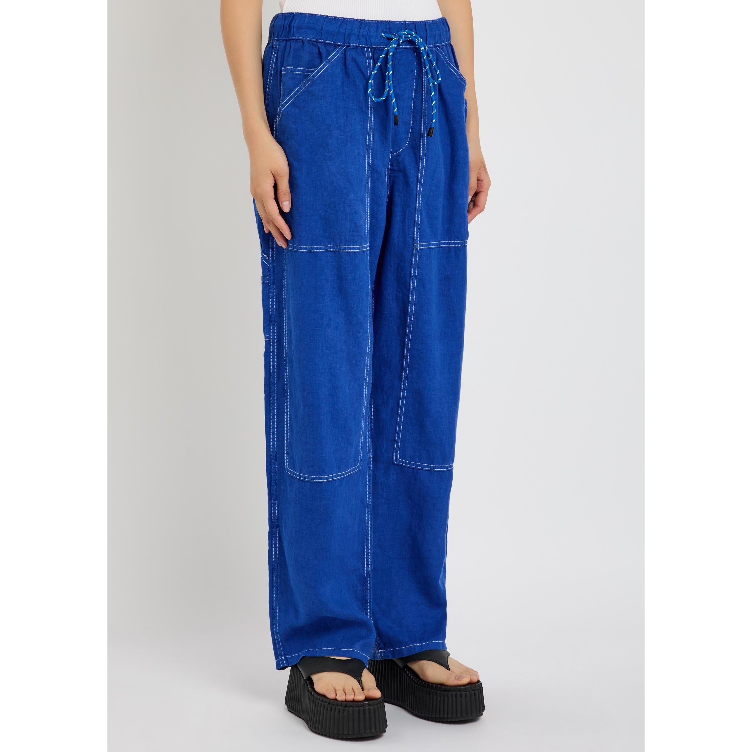 BLUE - Rag and Bone - Women's Atlas Linen Relaxed-Fit Wide-Leg Trousers - 2