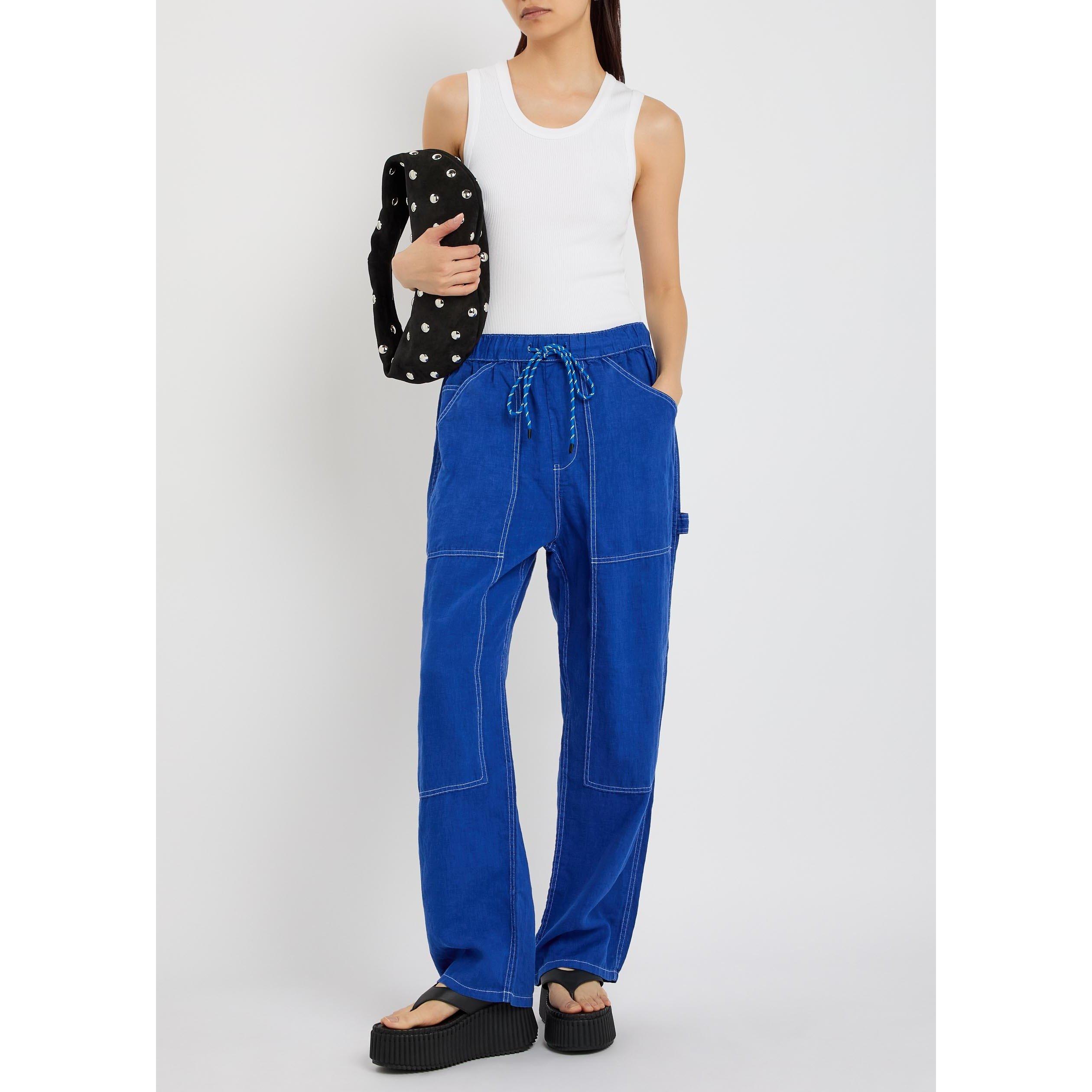 BLUE - Rag and Bone - Women's Atlas Linen Relaxed-Fit Wide-Leg Trousers - 5