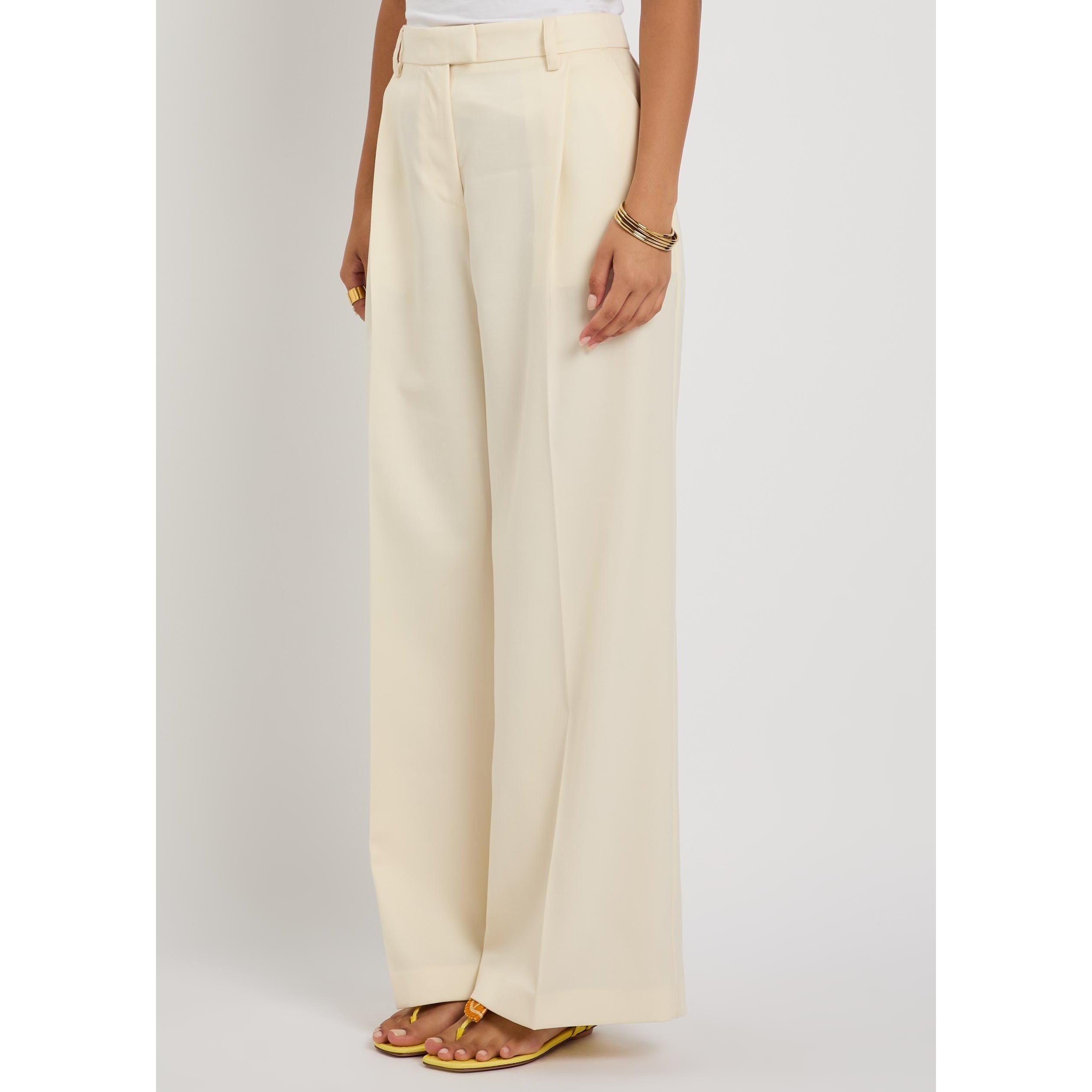 IVORY - La DoubleJ - Women's Wool Wide-Leg Trousers - 2