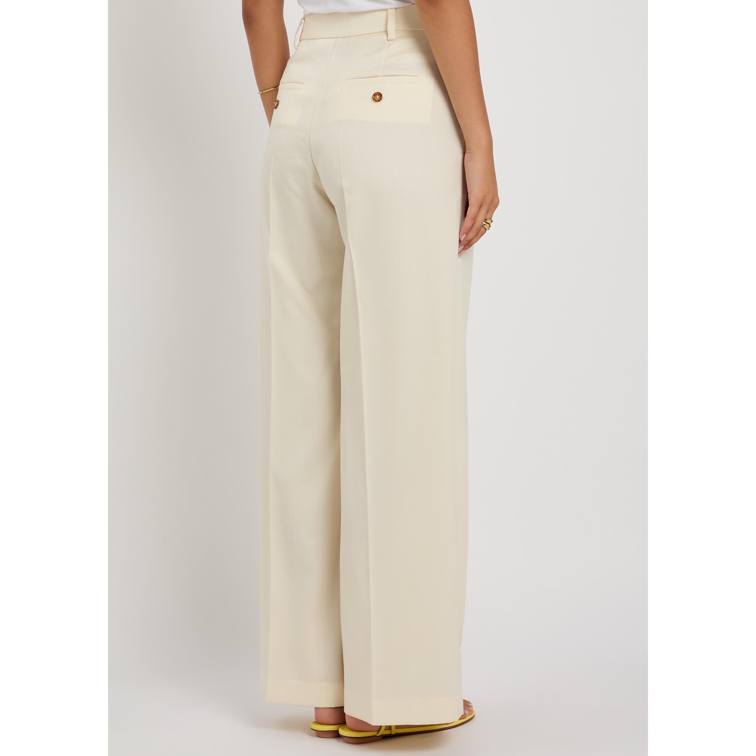 IVORY - La DoubleJ - Women's Wool Wide-Leg Trousers - 3