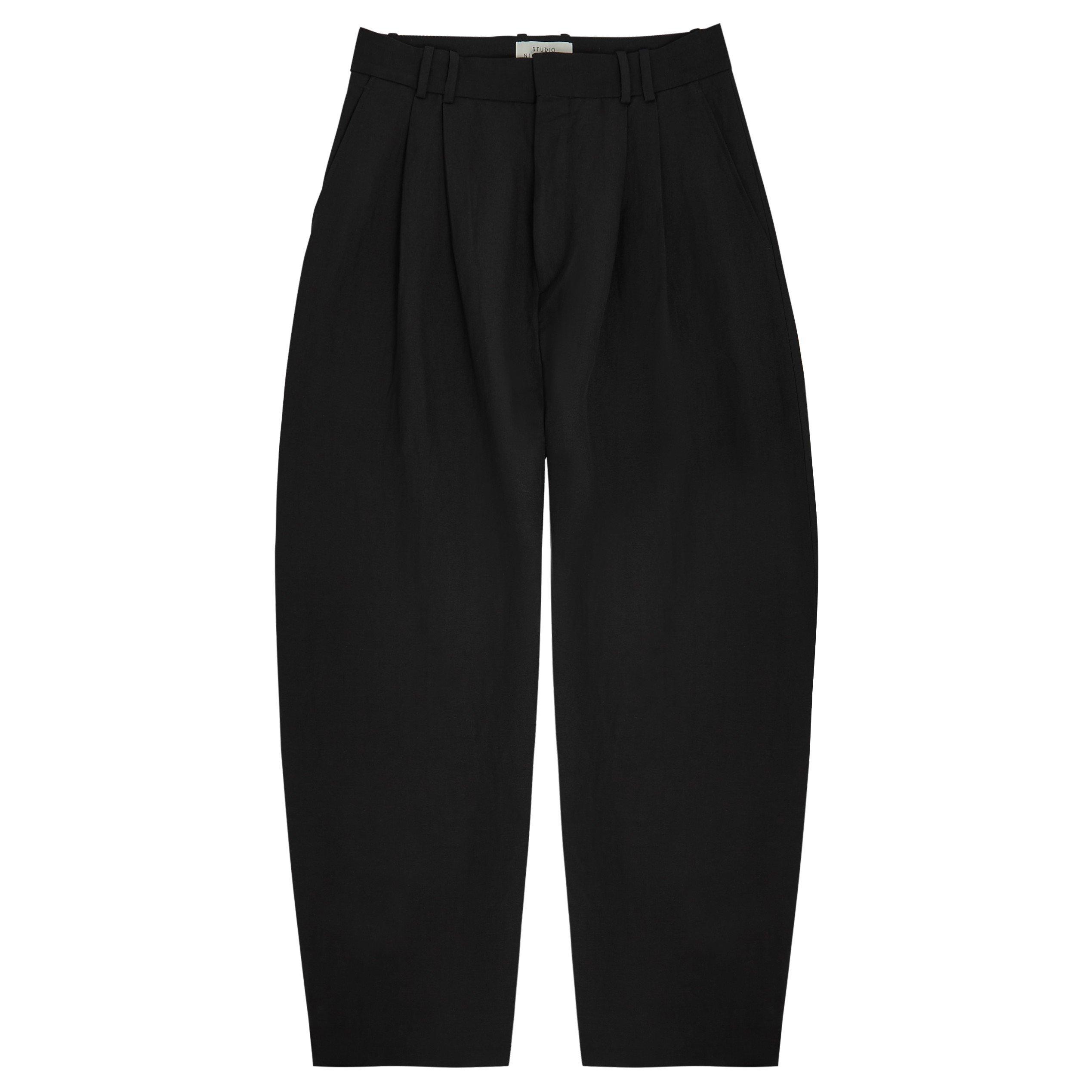 BLACK - Studio Nicholson - Men's Double Pleat Volume Linen Wide-Leg Trousers - 1