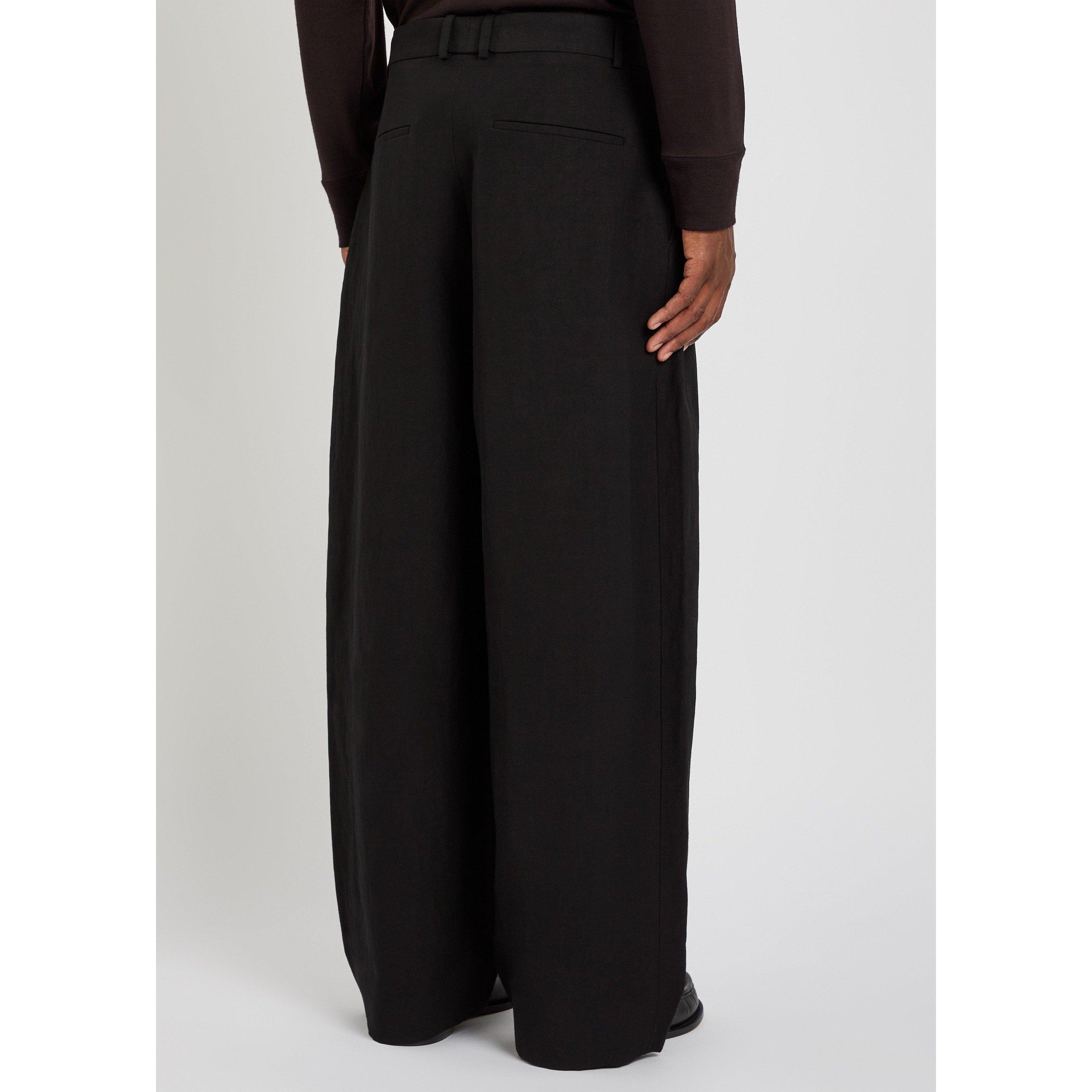 BLACK - Studio Nicholson - Men's Double Pleat Volume Linen Wide-Leg Trousers - 3