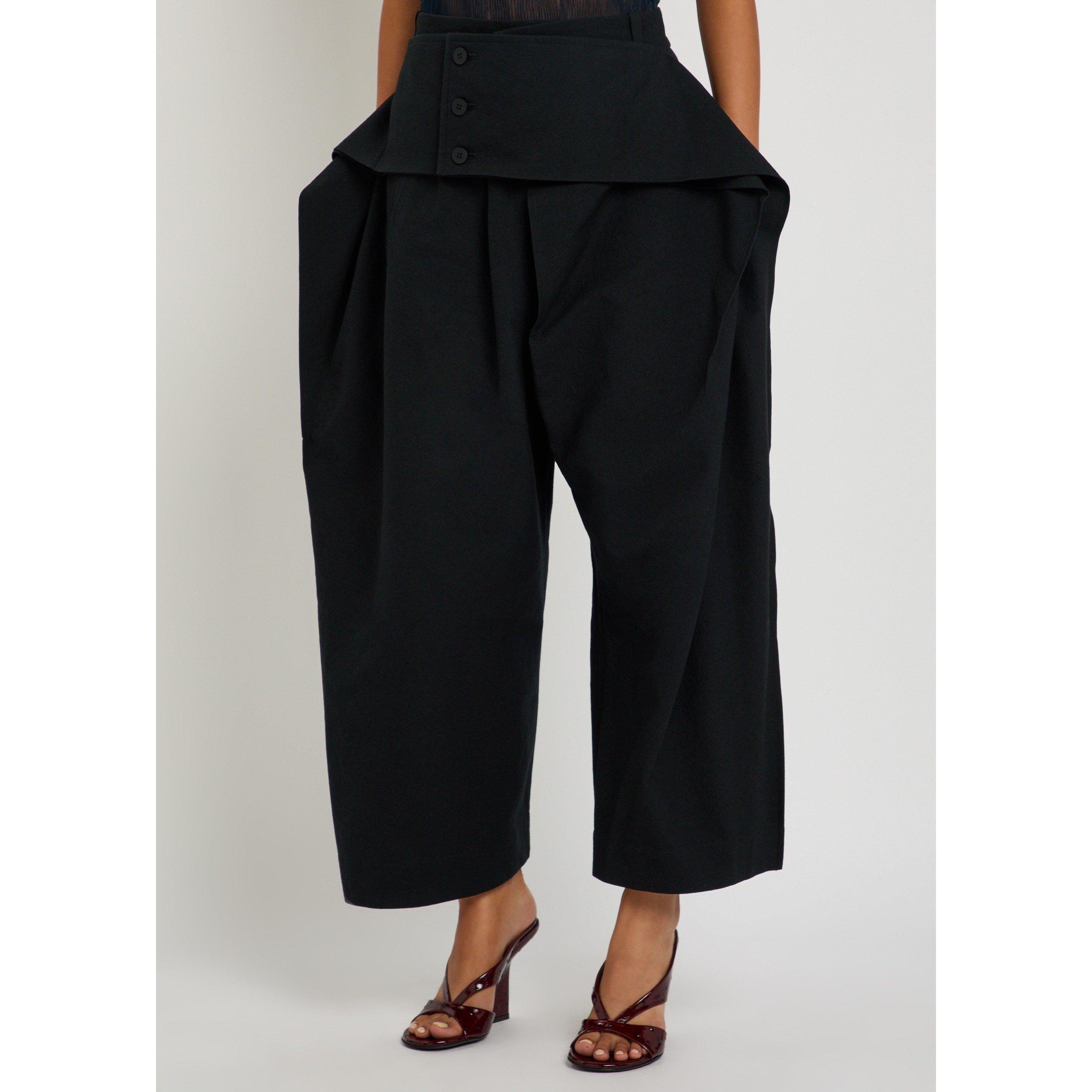 BLACK - Issey Miyake - Women's Grainy Cropped Wide Leg Trousers - 2