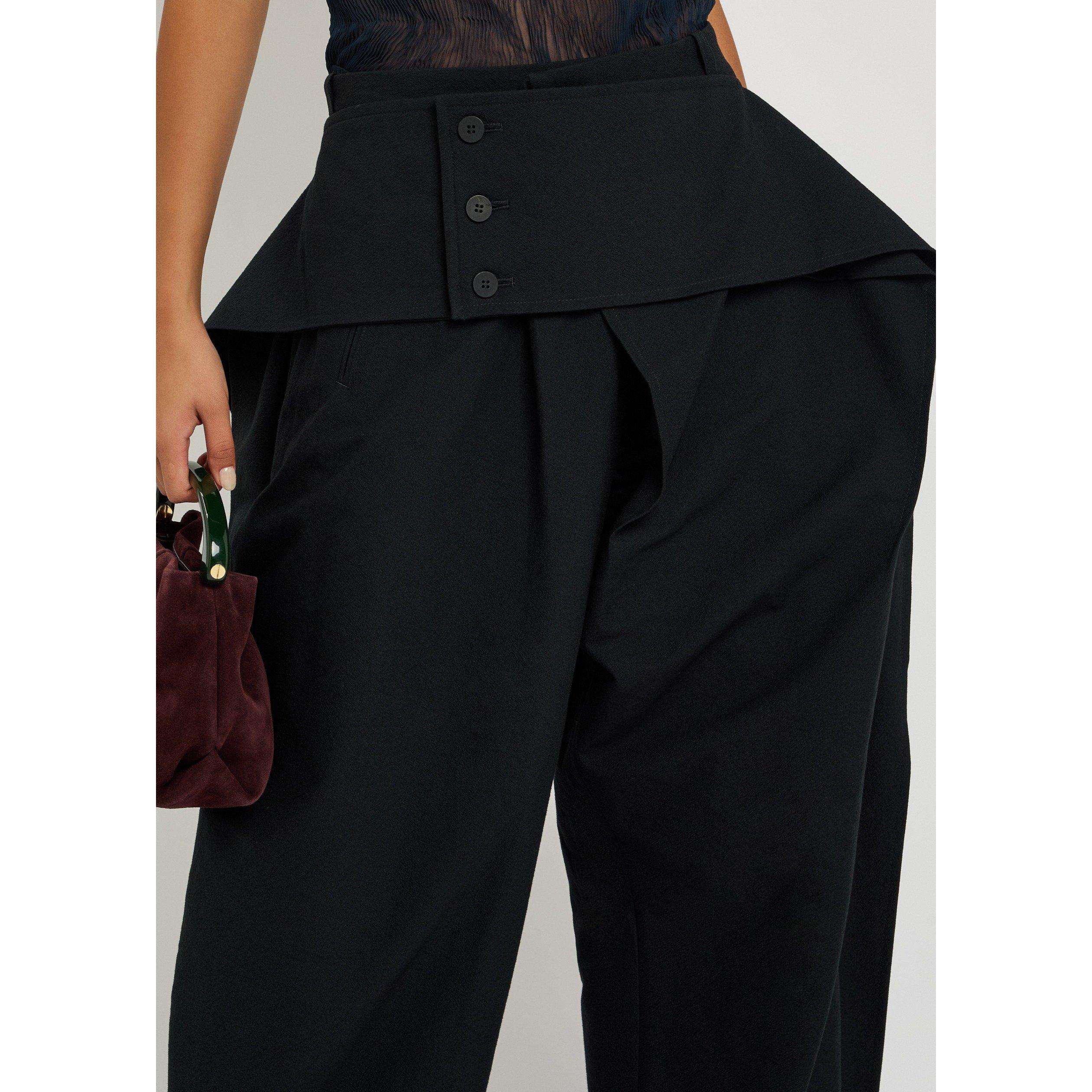 BLACK - Issey Miyake - Women's Grainy Cropped Wide Leg Trousers - 4