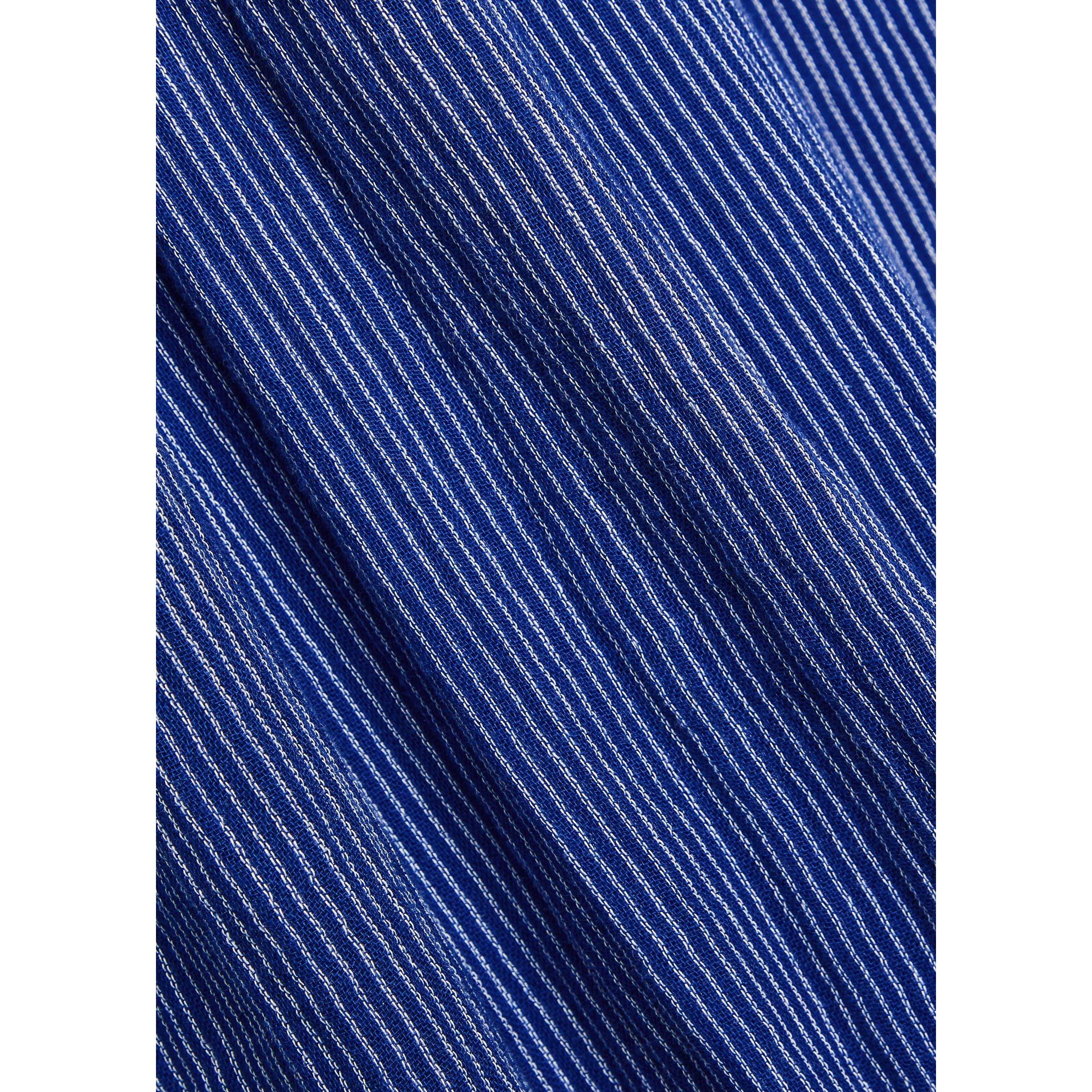 NAVY - Eileen Fisher - Women's Striped Cotton Wide-Leg Trousers - 4