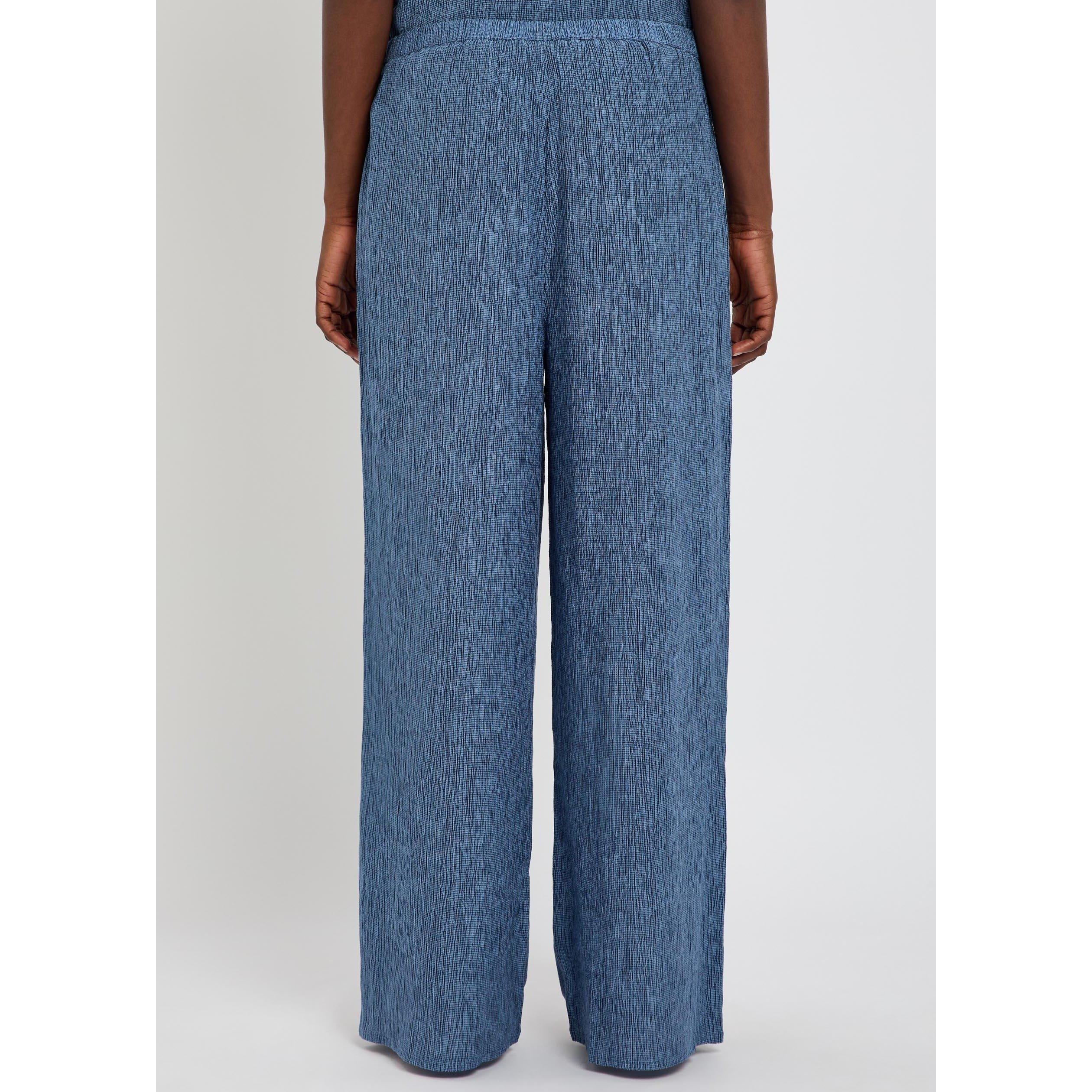 BLUE - Eileen Fisher - Women's Ankle Length Tencel Lyocell Wide-Leg Trousers - 3