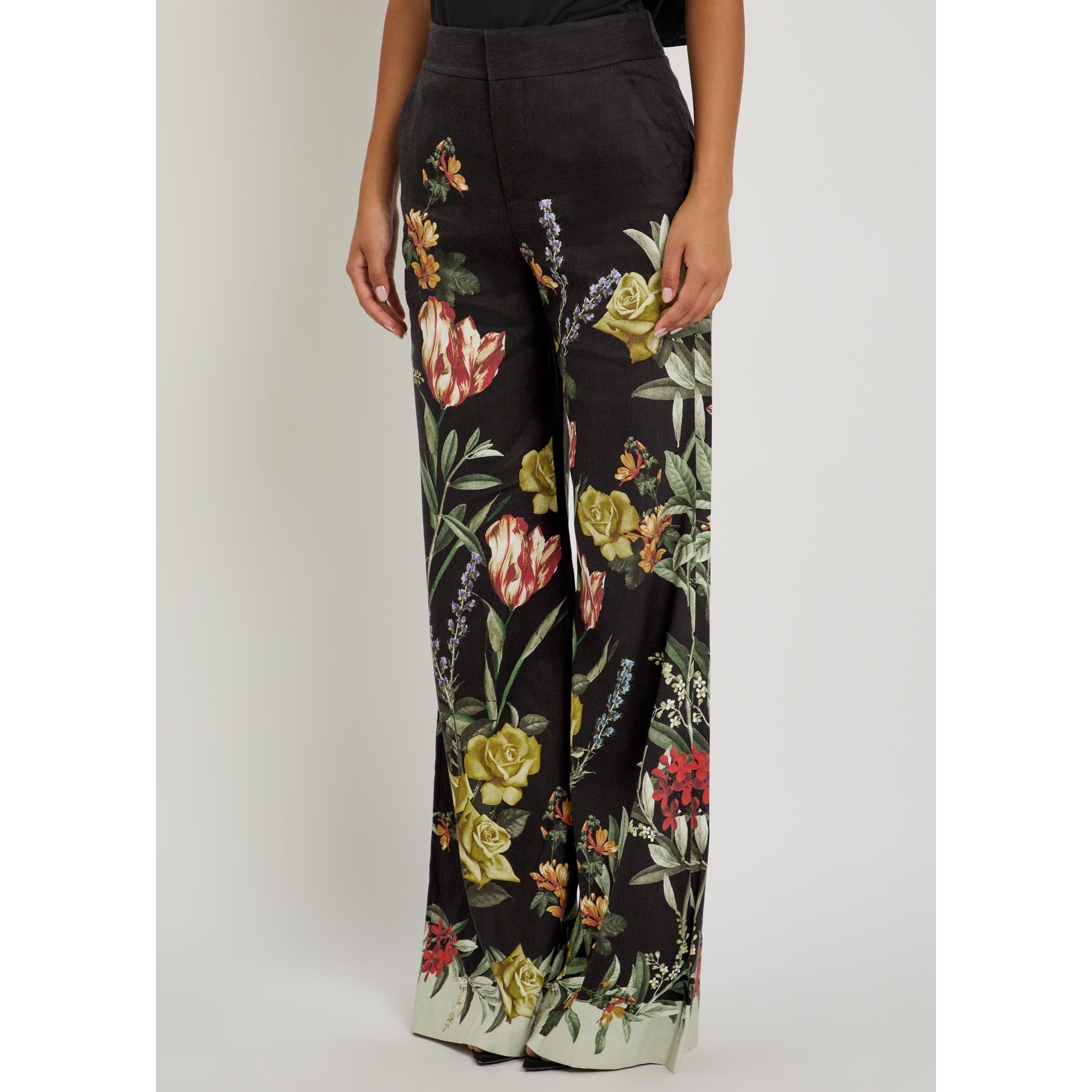 BLACK AND OTHER - Alice And Olivia - Women's Dylan High-Rise Linen Wide-Leg Trousers - 2