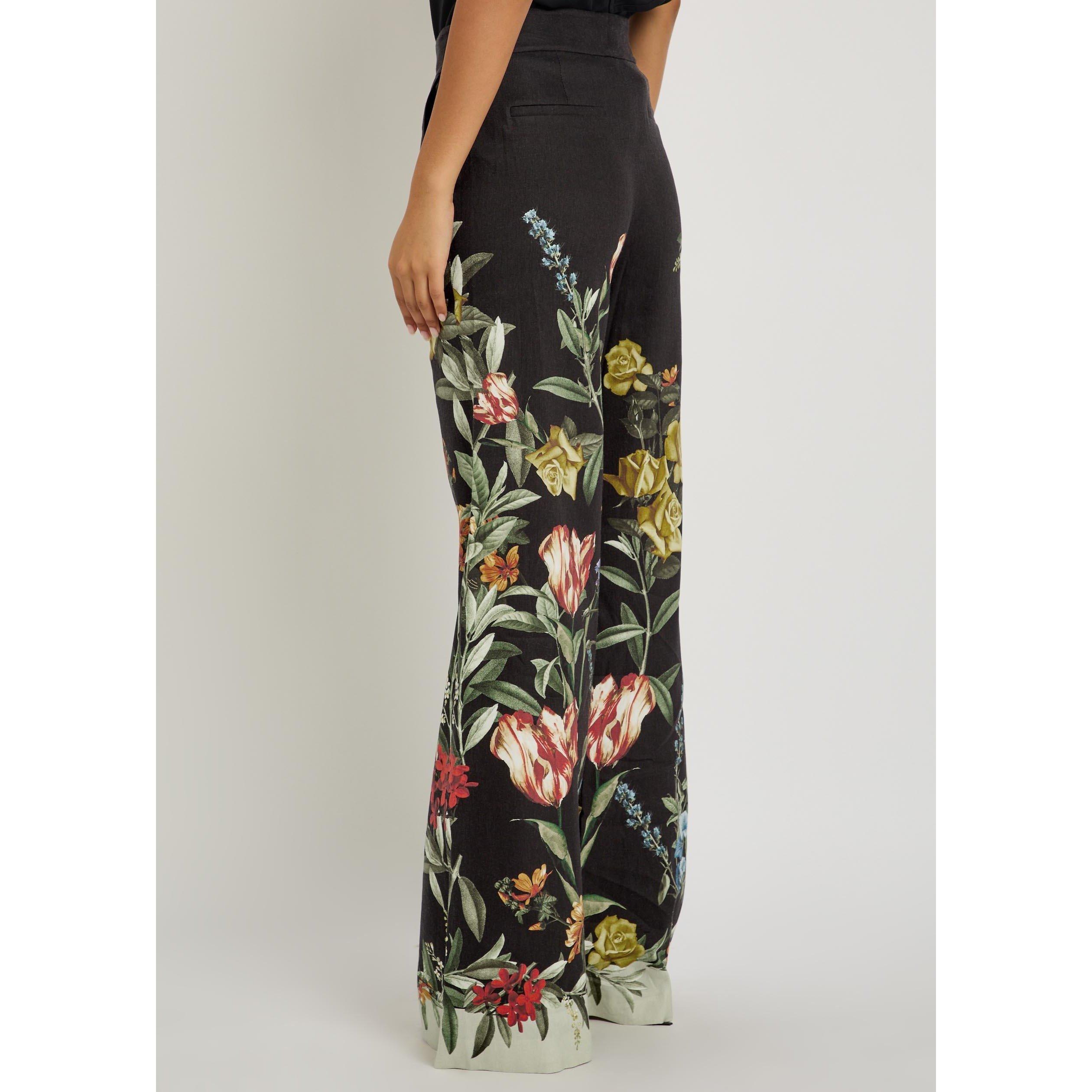 BLACK AND OTHER - Alice And Olivia - Women's Dylan High-Rise Linen Wide-Leg Trousers - 3