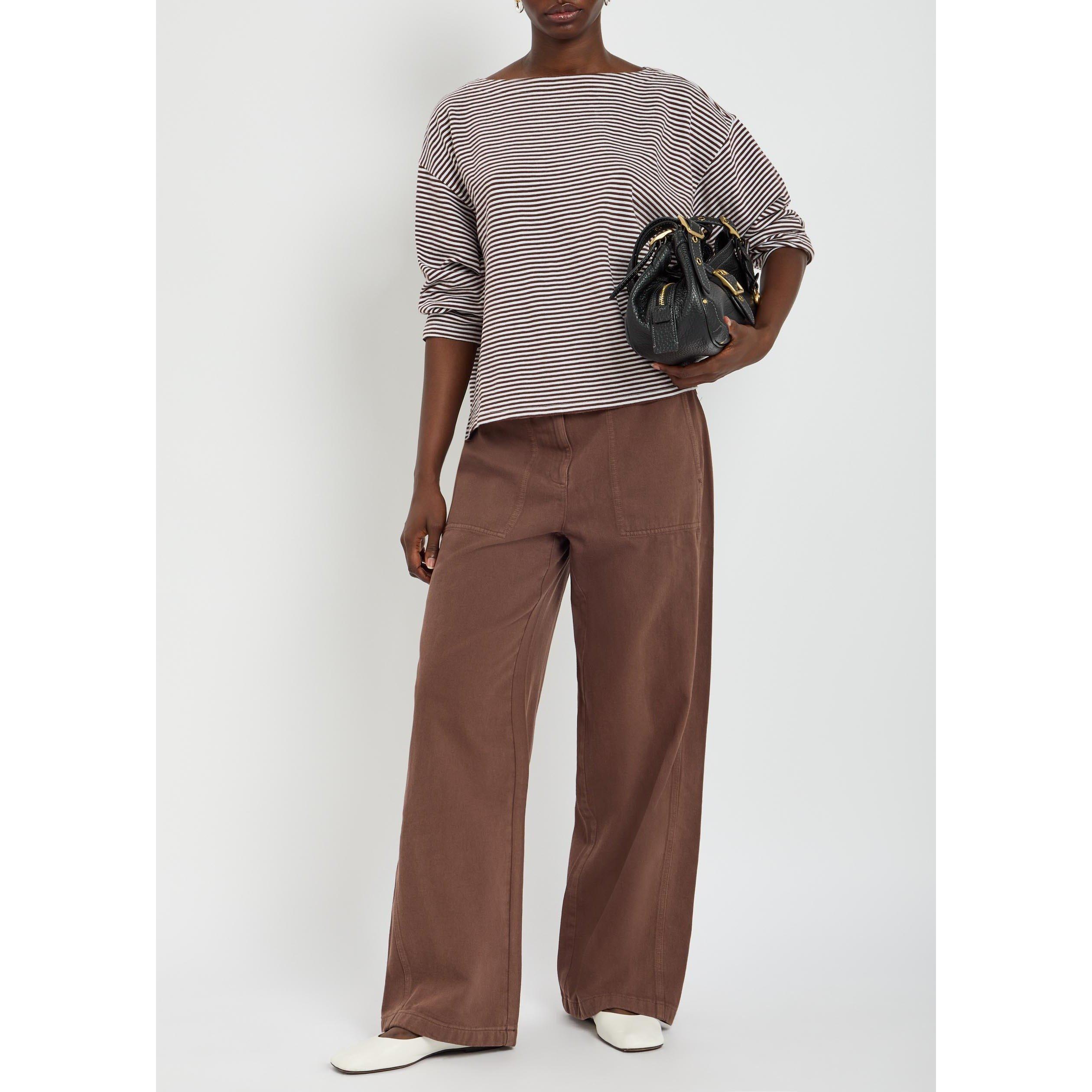 BROWN - Eileen Fisher - HIGH-WAISTED WIDE F/L PANT - 5