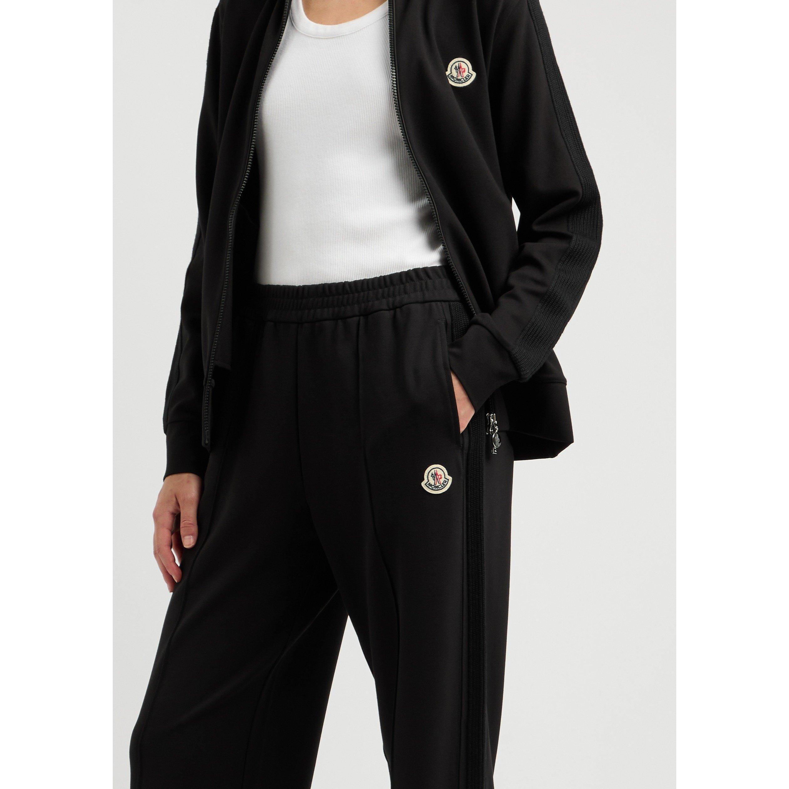 BLACK - Moncler - Women's Open Hem Wool Panel Jersey Joggers - 4