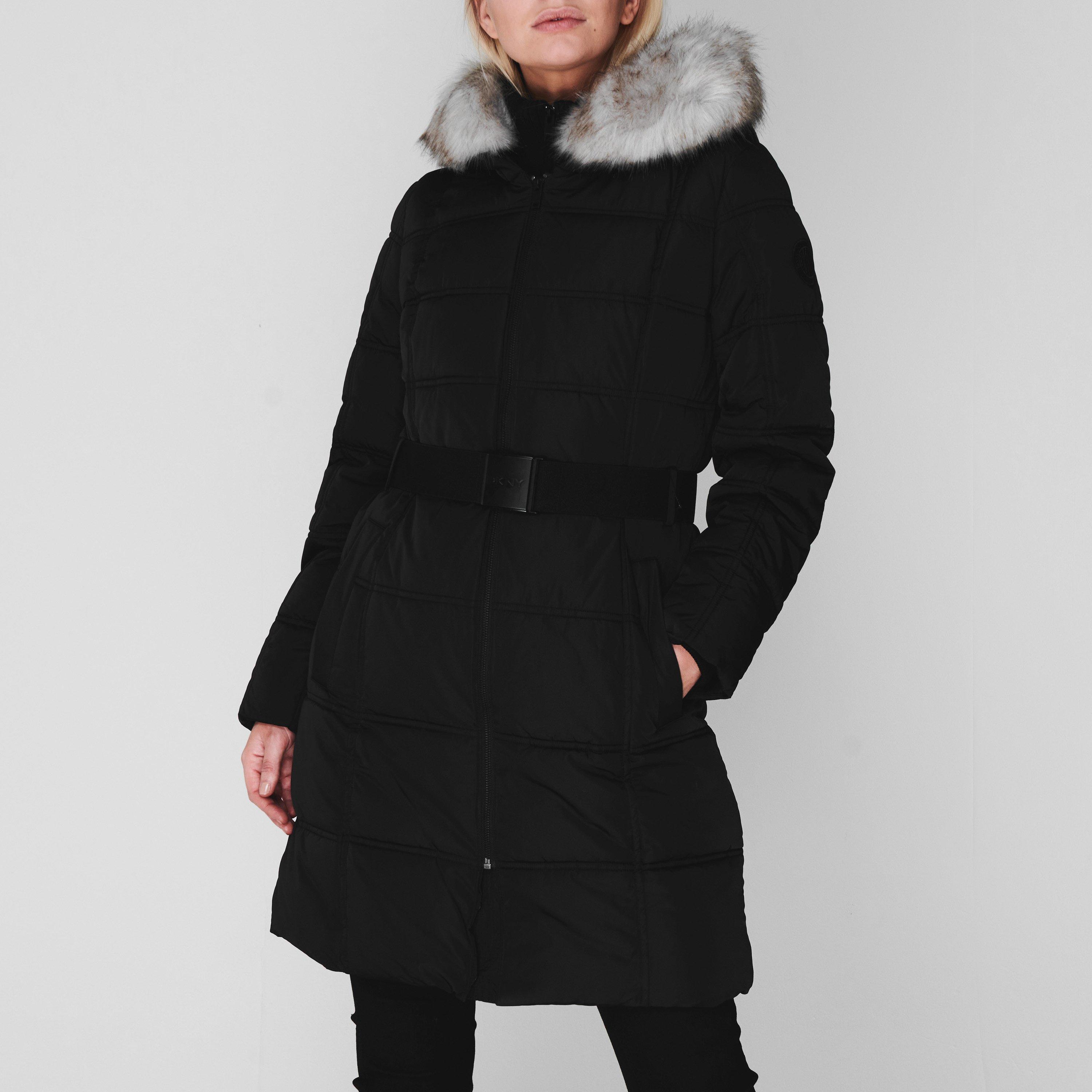 DKNY Belted Long Puffer Jacket Short Puffer Jackets USC