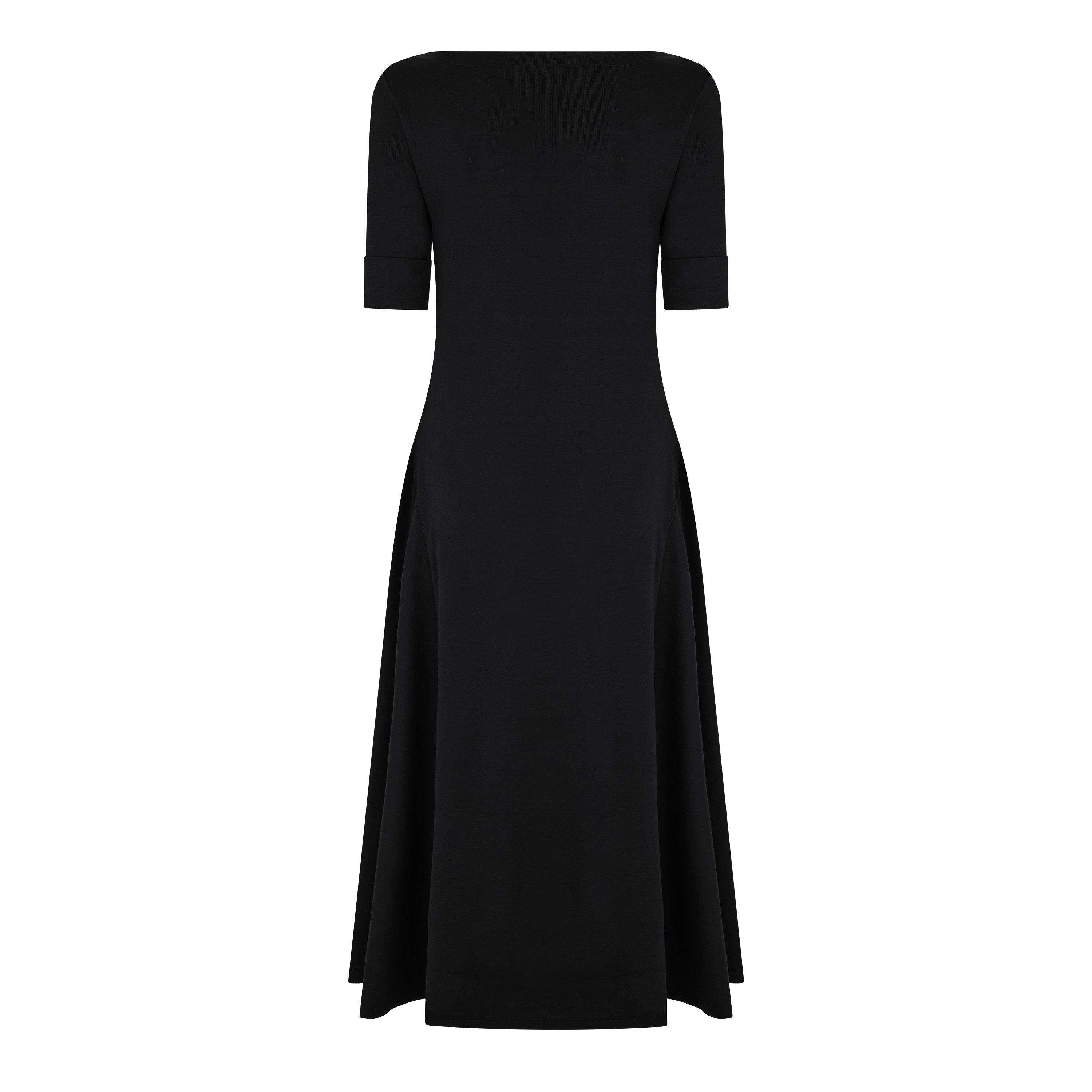 Black - Lauren by Ralph Lauren - Women's Boat-neck Jersey Midi Dress - 2