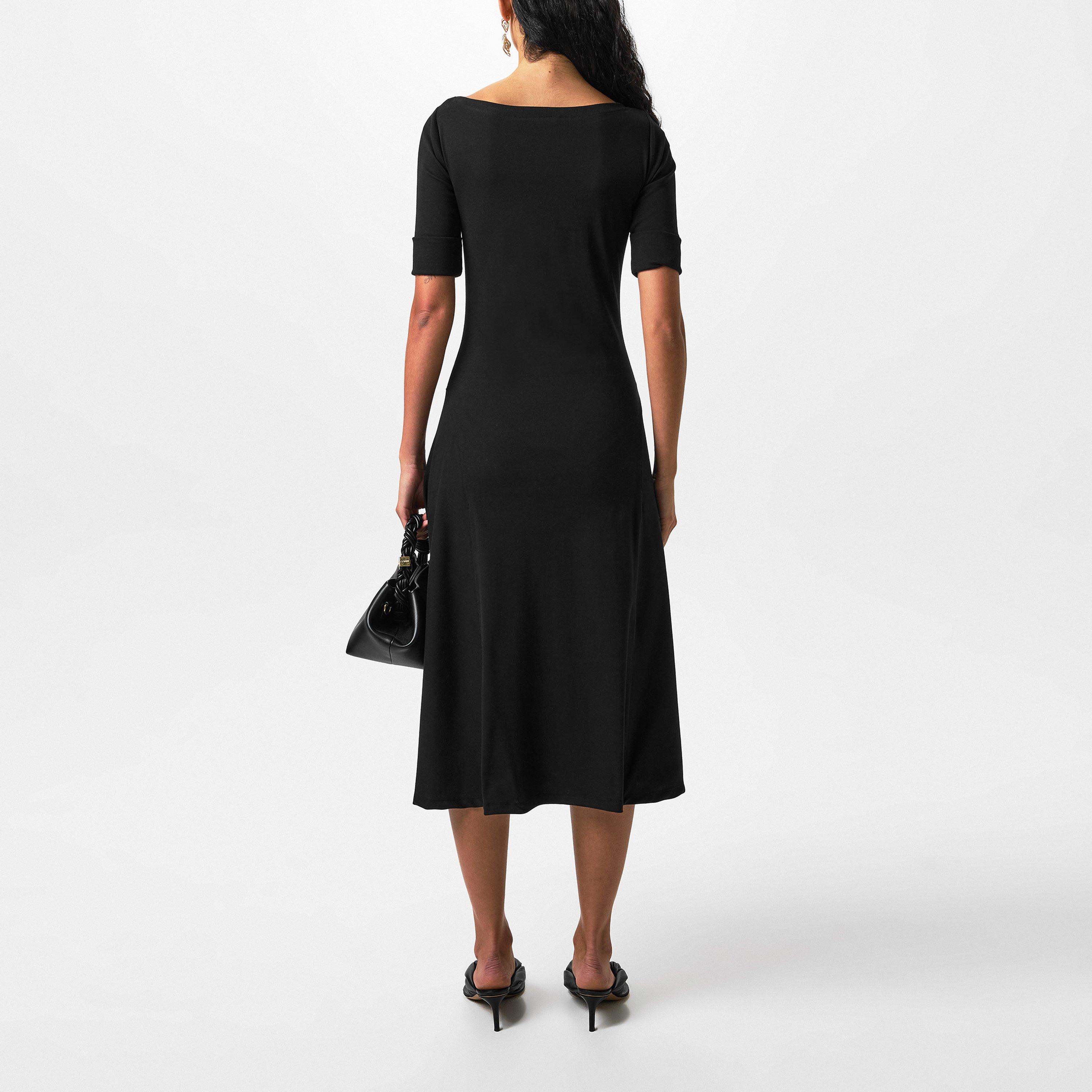 Black - Lauren by Ralph Lauren - Women's Boat-neck Jersey Midi Dress - 4