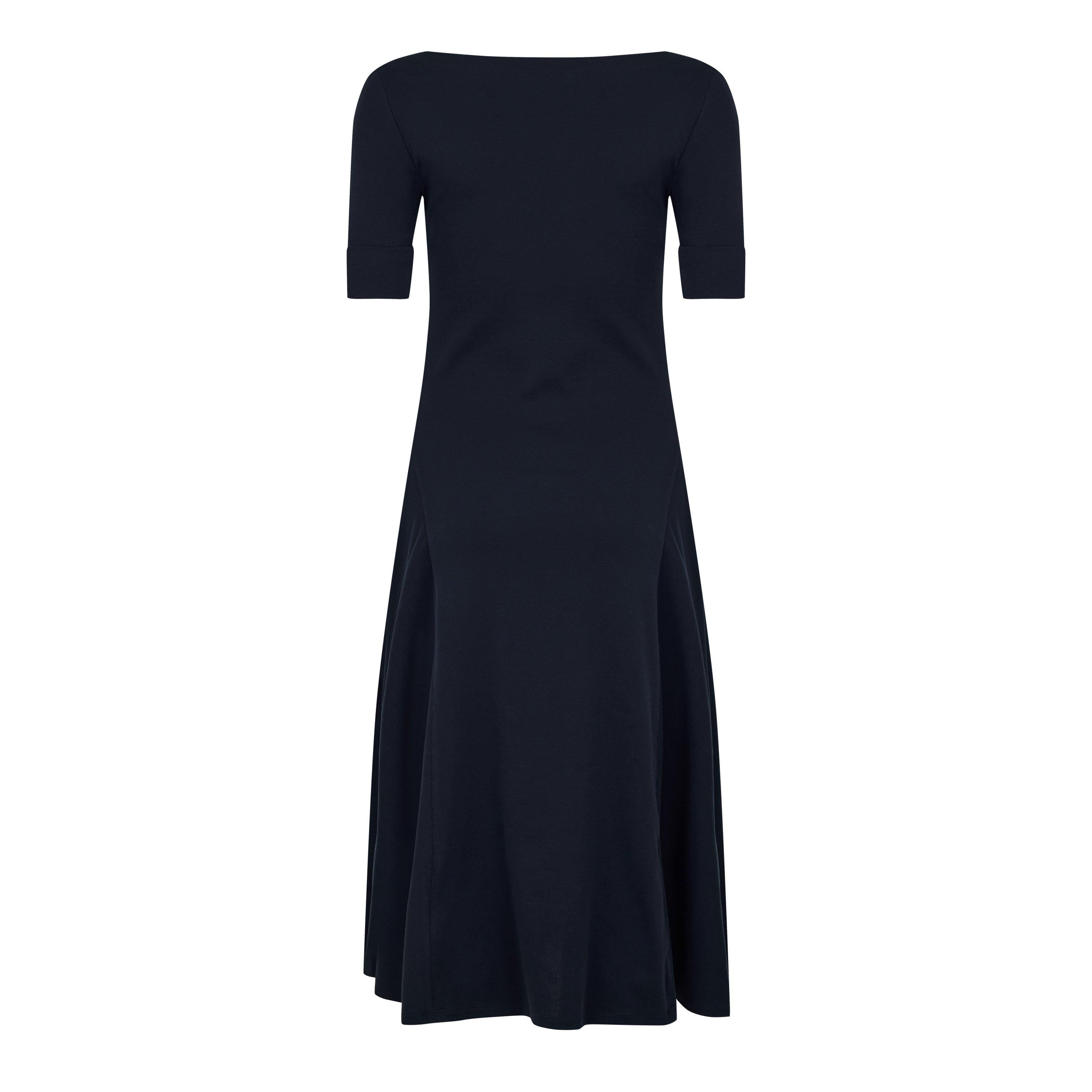Lighthouse Navy - Lauren by Ralph Lauren - Women's Boat-neck Jersey Midi Dress - 2