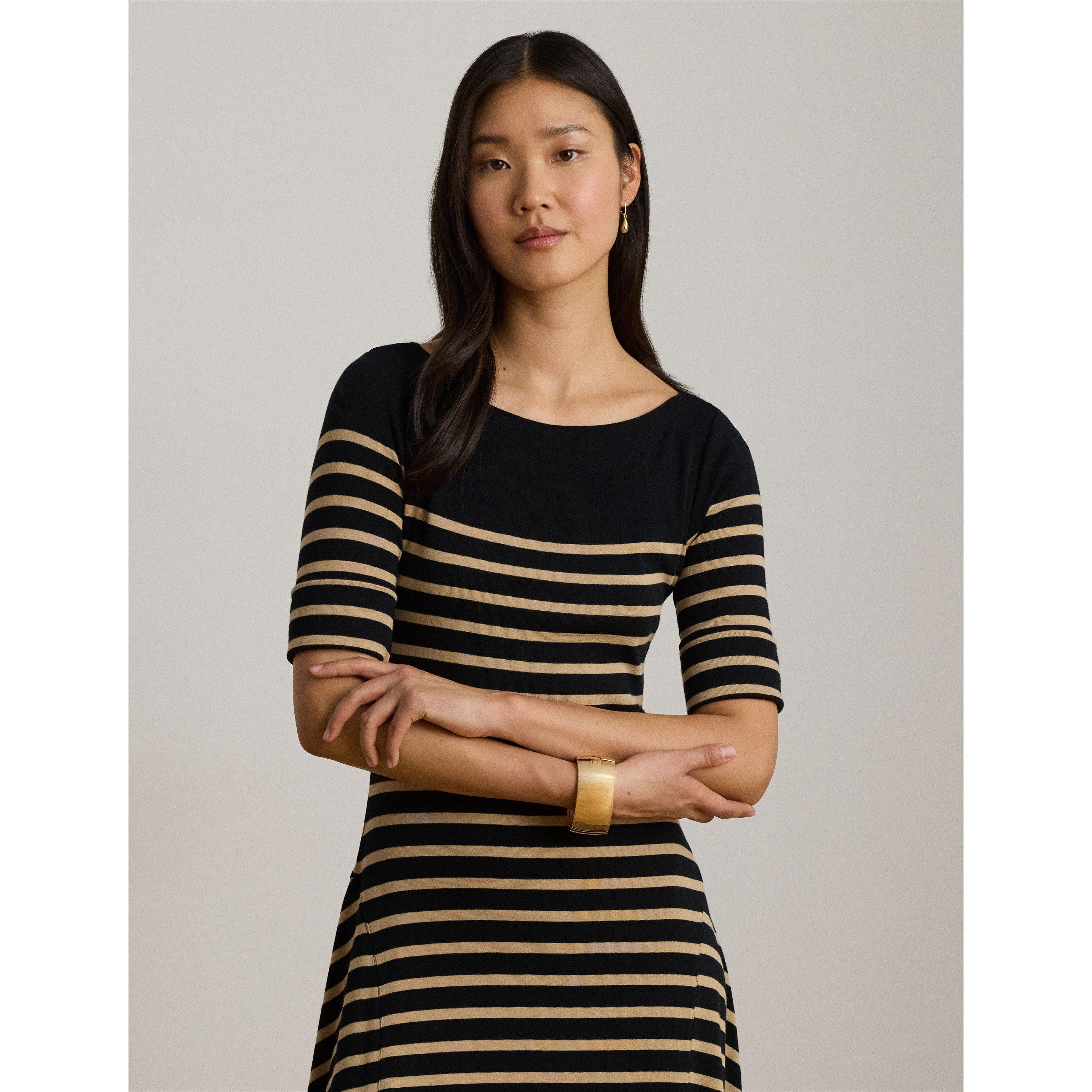 BLK BIRCH - Lauren by Ralph Lauren - Women's Boat-neck Jersey Midi Dress - 2
