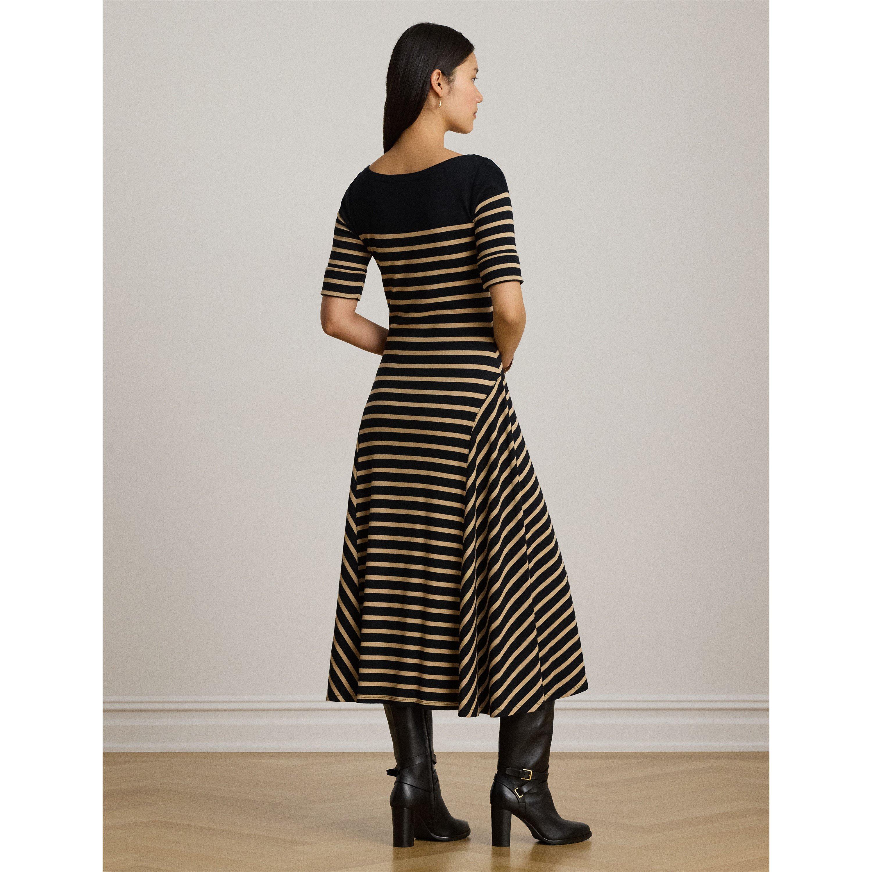 BLK BIRCH - Lauren by Ralph Lauren - Women's Boat-neck Jersey Midi Dress - 3