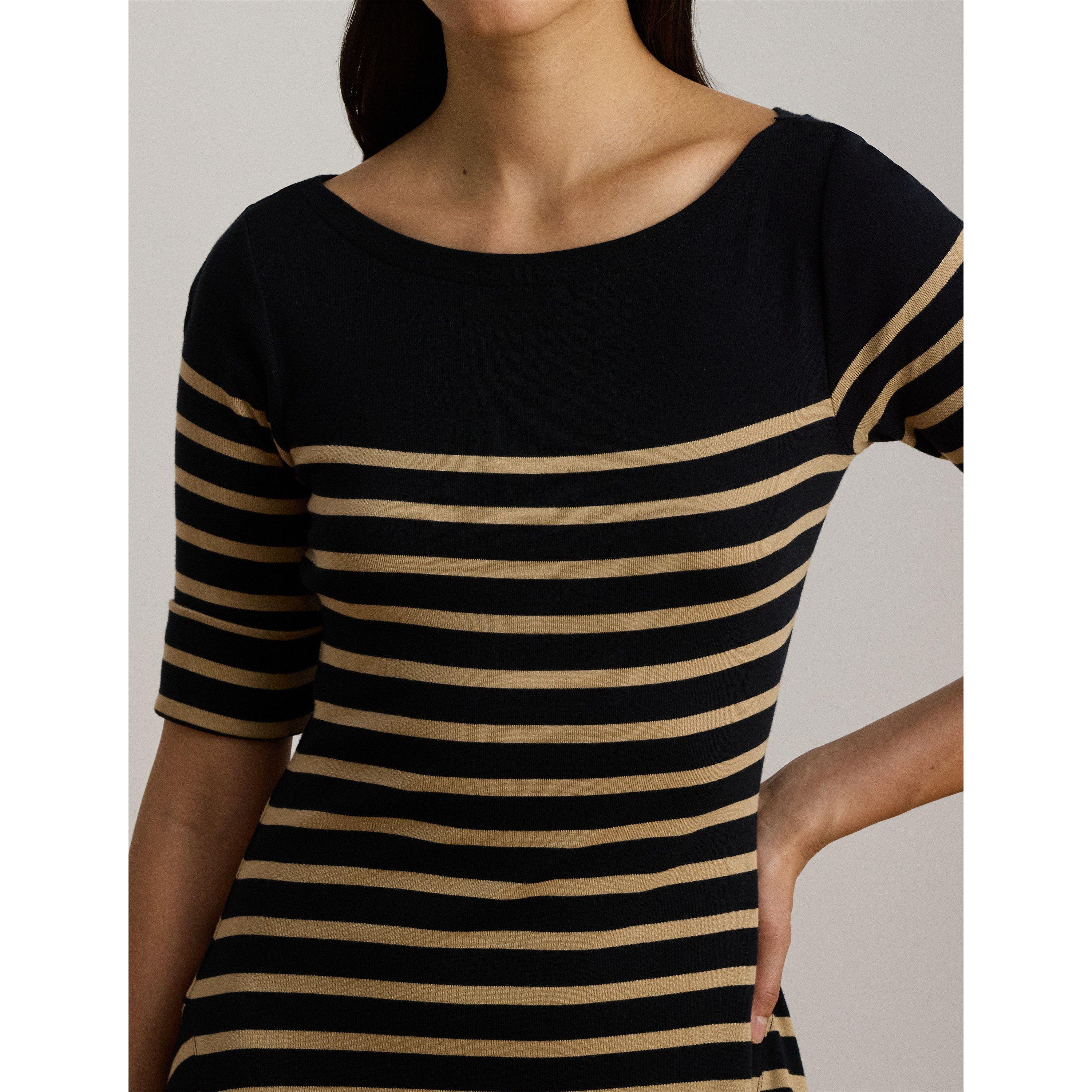 BLK BIRCH - Lauren by Ralph Lauren - Women's Boat-neck Jersey Midi Dress - 4
