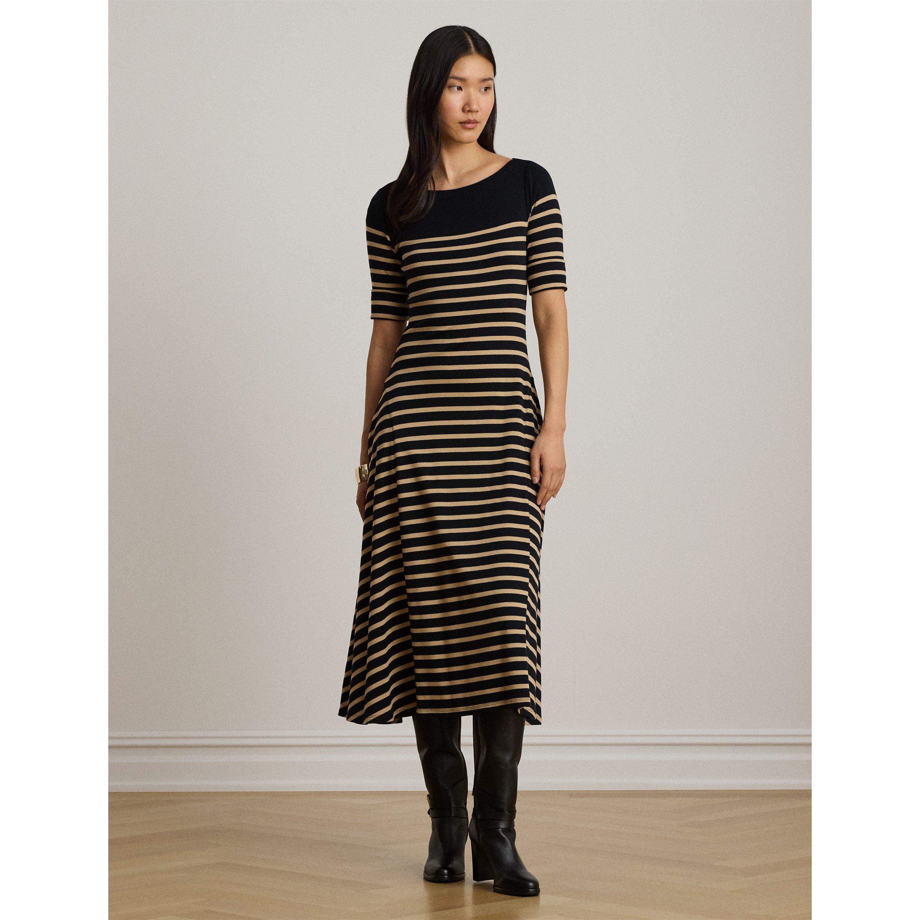 BLK BIRCH - Lauren by Ralph Lauren - Women's Boat-neck Jersey Midi Dress - 5