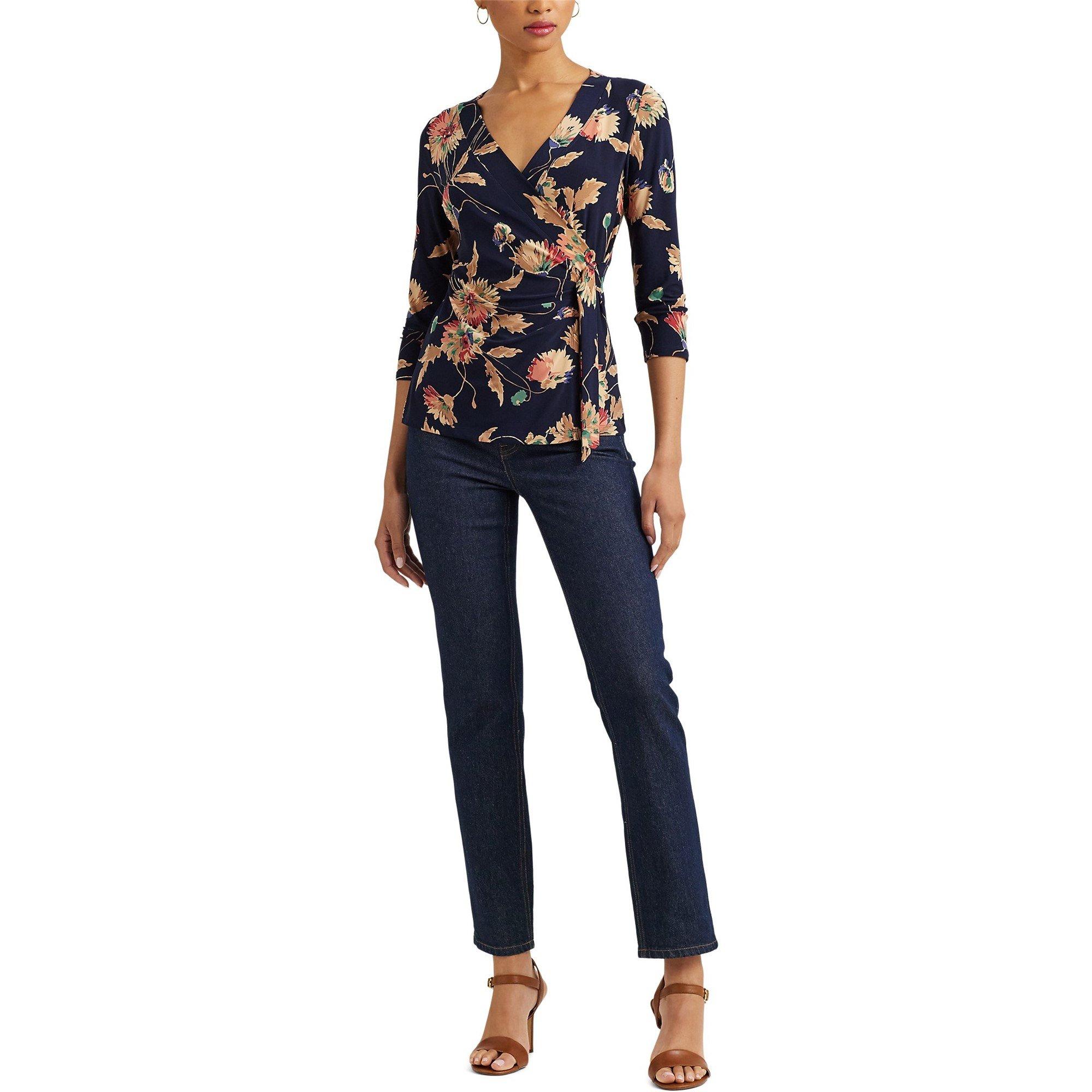 Navy/Tan/Multi - Lauren by Ralph Lauren - Jainab Wrap Top - 2