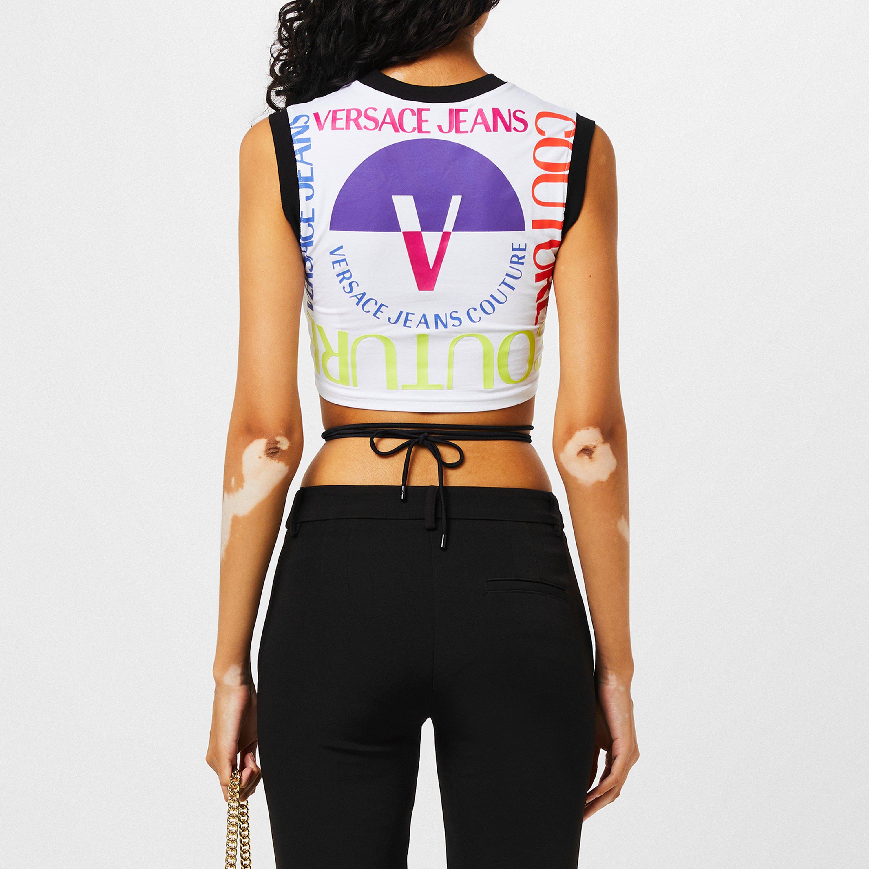 White 003 - Versace Jeans Couture - Logo Vest Crop Top - 2