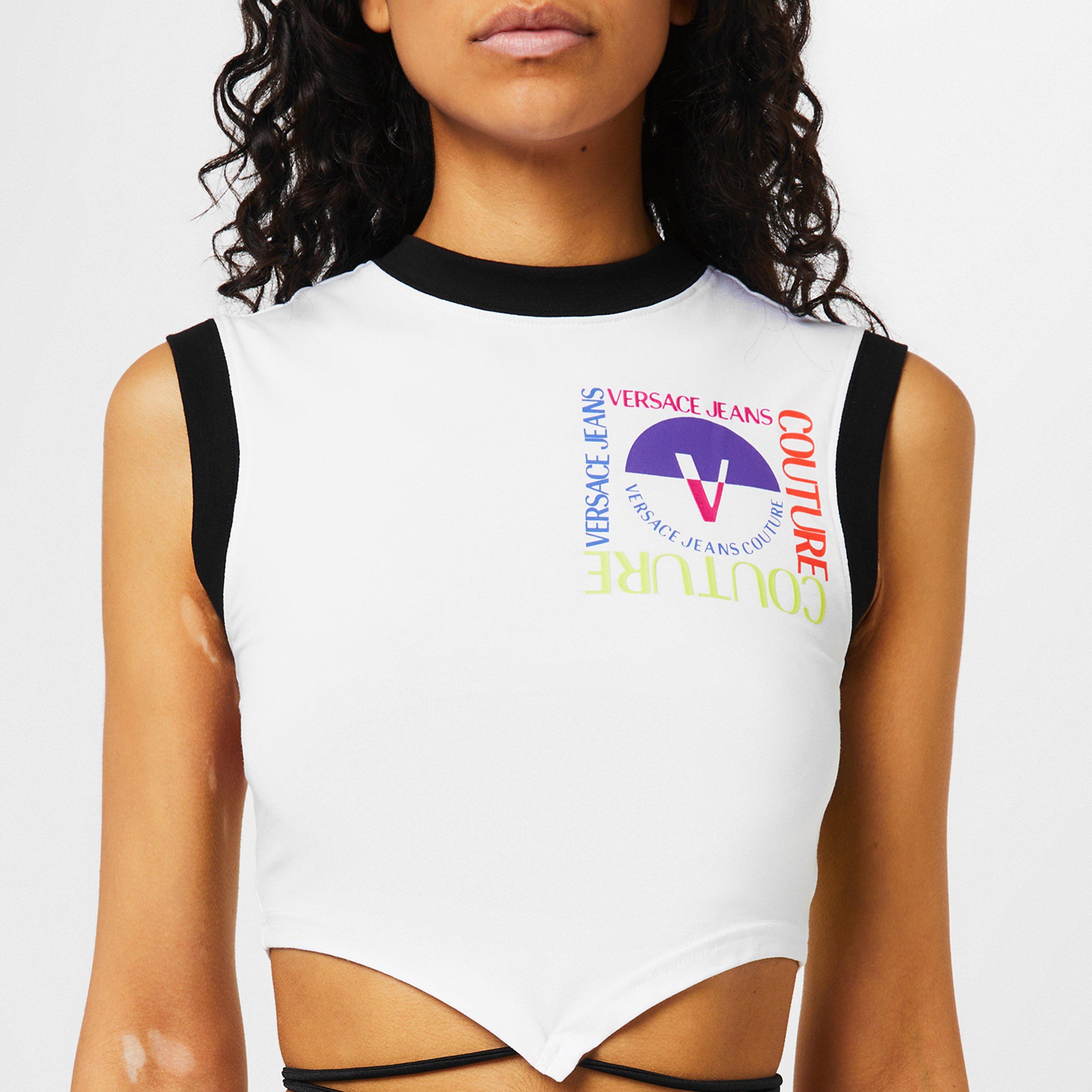 White 003 - Versace Jeans Couture - Logo Vest Crop Top - 3