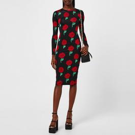 Versace Jeans Couture Rose Print Midi Dress