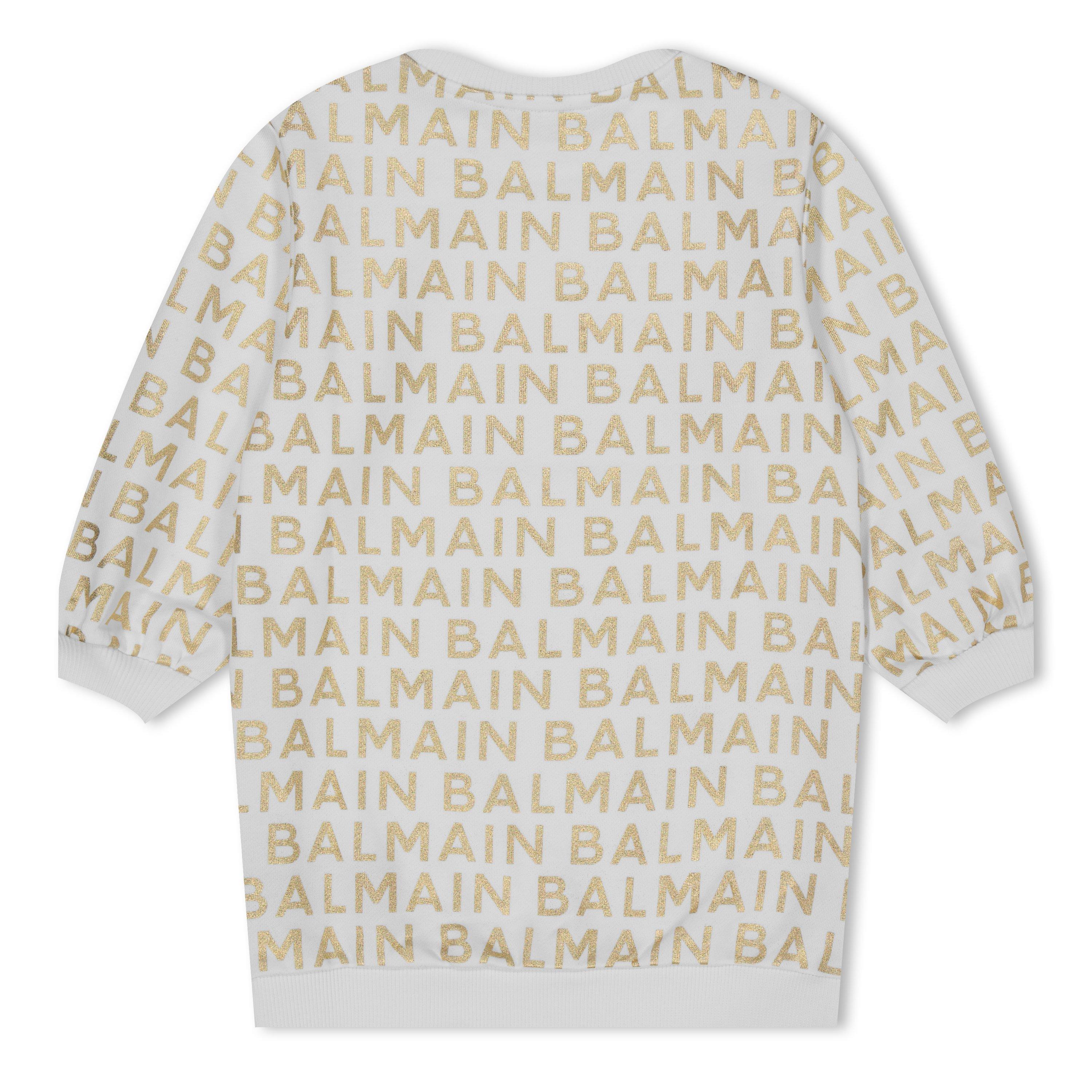 Wht/Gld 100OR - Balmain - Kids' All Over Logo Jersey Dress - 2